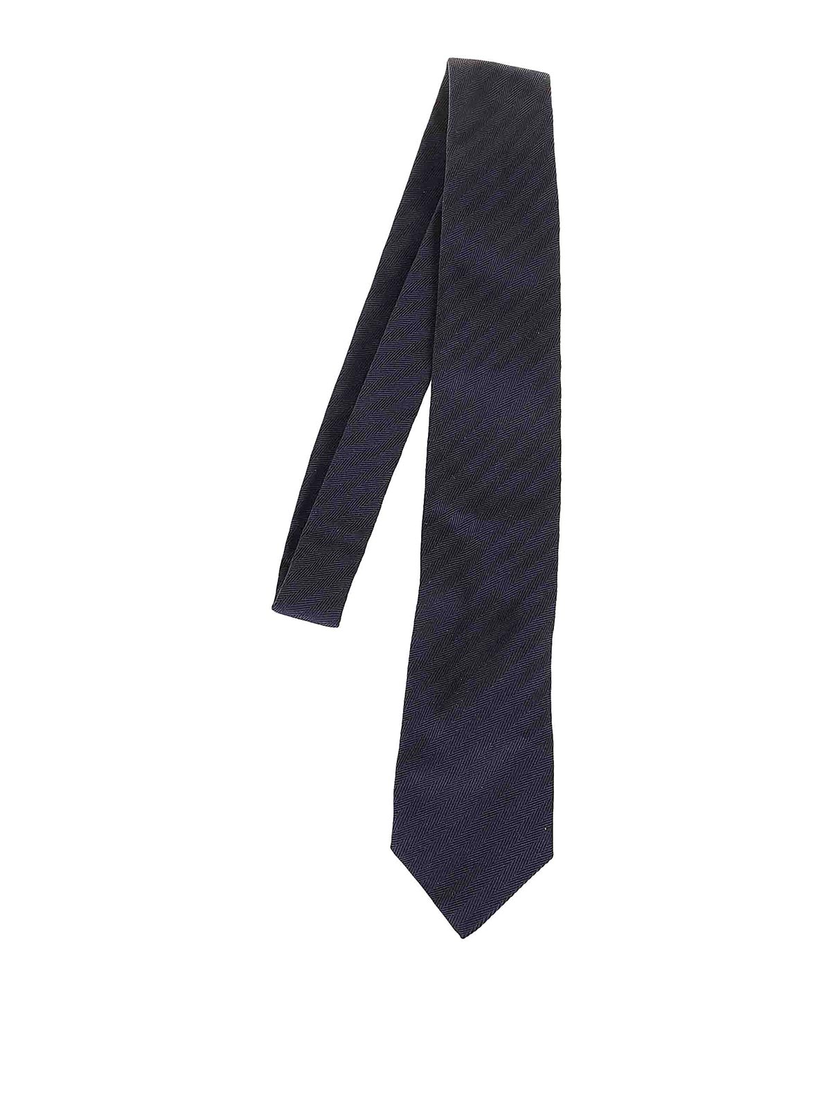 Shop Brunello Cucinelli Silk Tie In Dark Blue