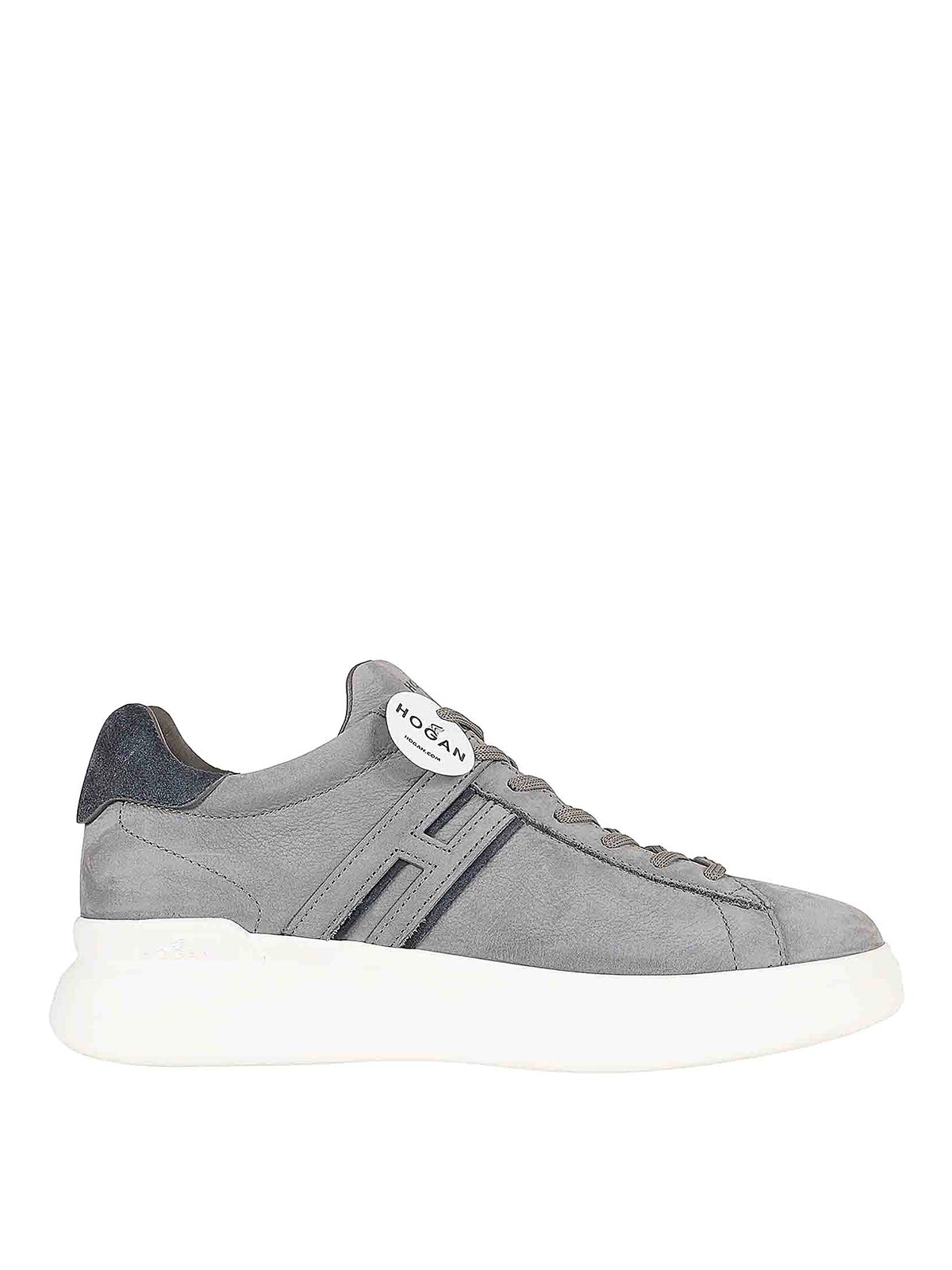 Shop Hogan Leather Sneakers In Dark Grey