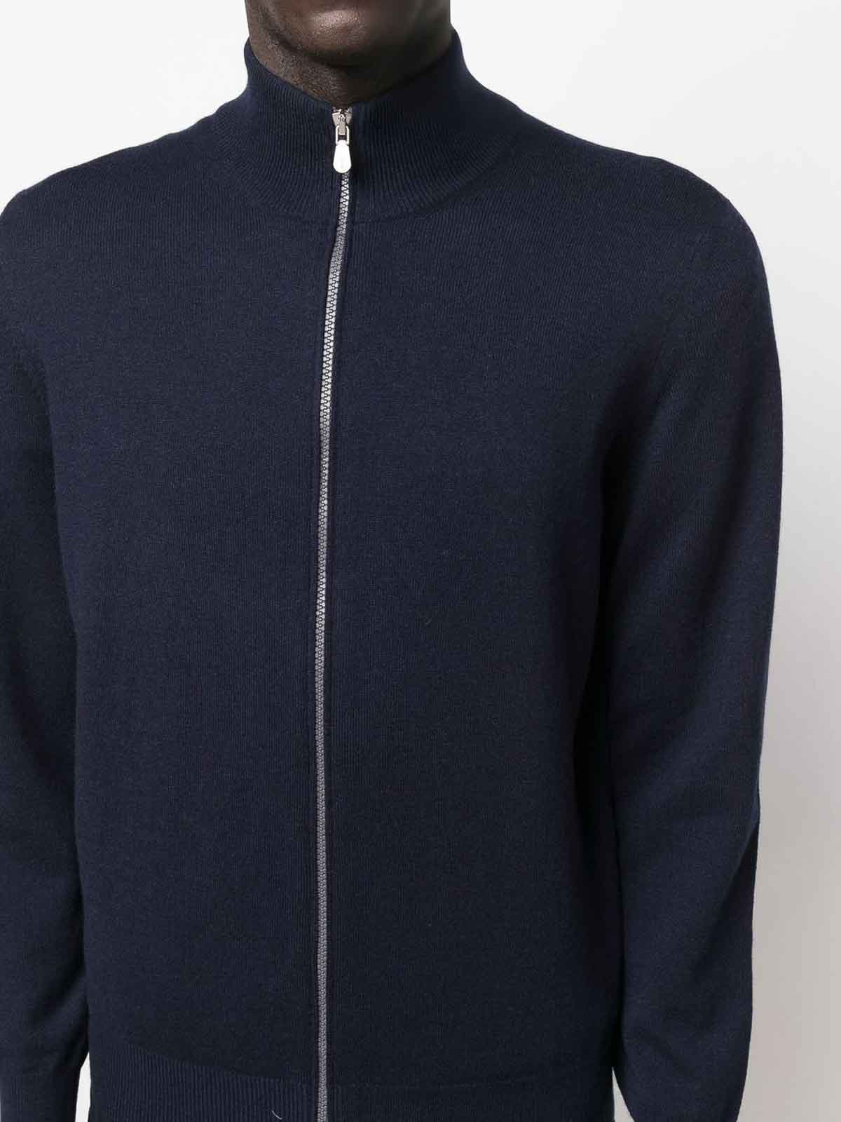 Shop Brunello Cucinelli Cashmere Zipped Cardigan In Azul