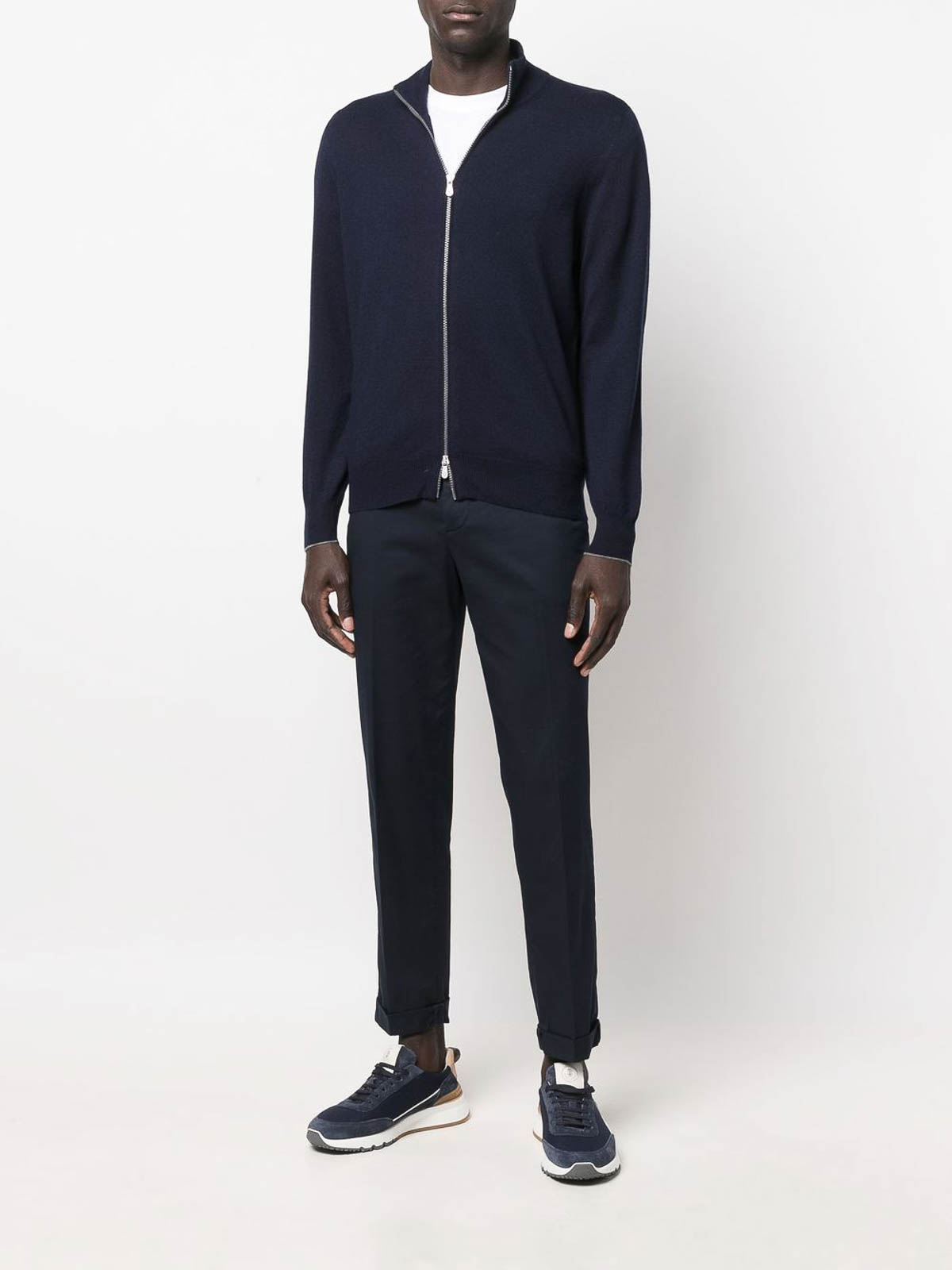 Shop Brunello Cucinelli Cashmere Zipped Cardigan In Azul