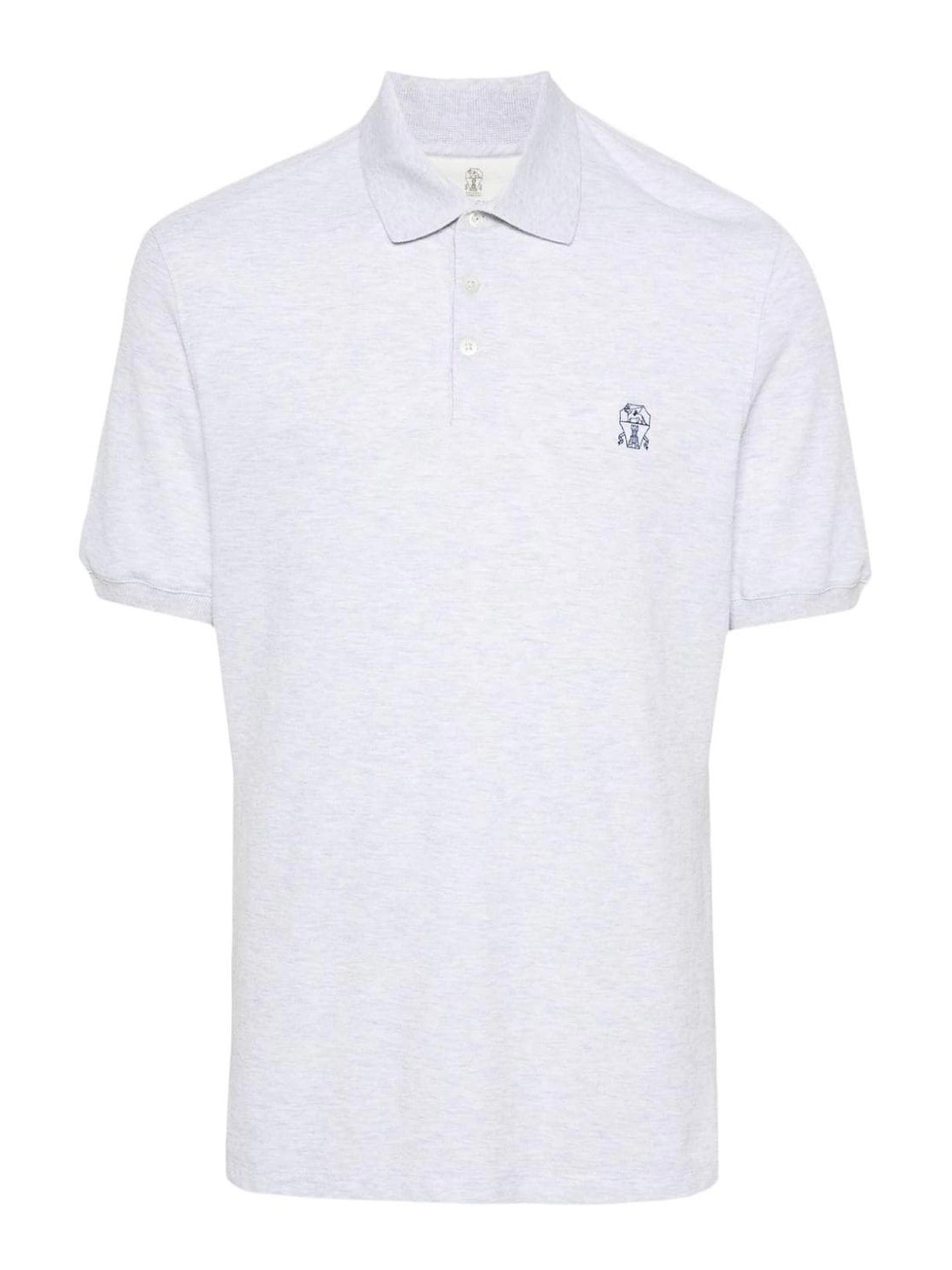 Shop Brunello Cucinelli Logo Cotton Polo Shirt In Gris Claro