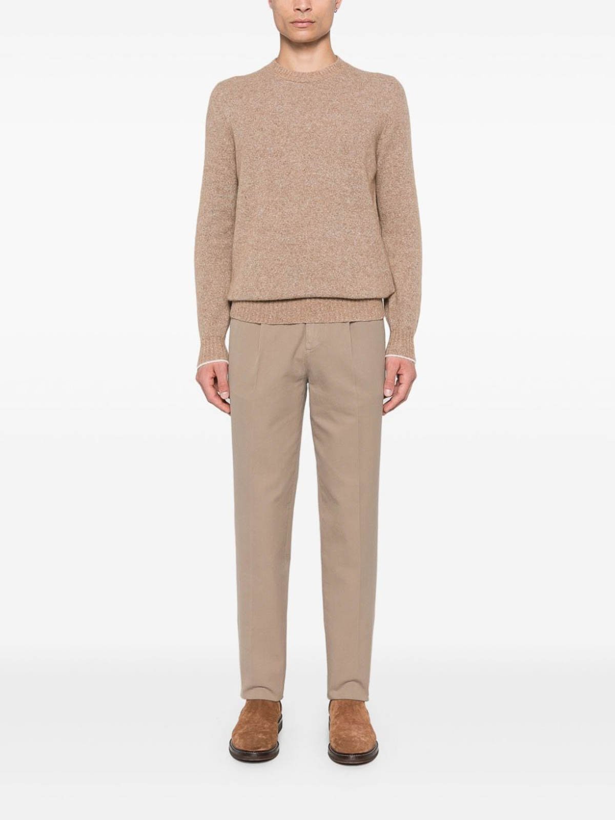 Shop Brunello Cucinelli Wool Crewneck Sweater In Camel