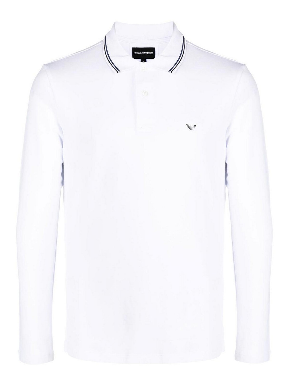 Shop Emporio Armani Logo Cotton Polo Shirt In Blanco