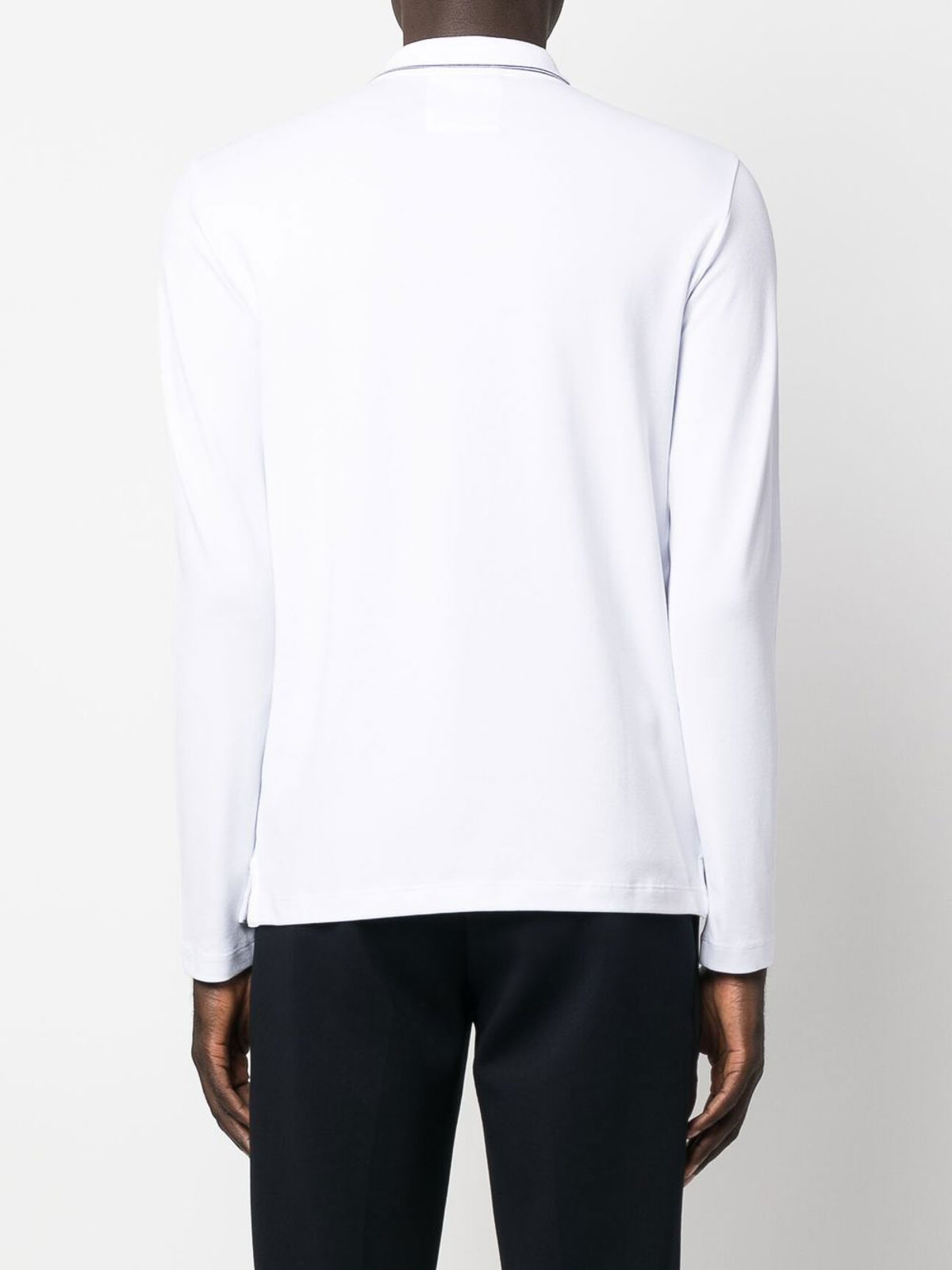 Shop Emporio Armani Logo Cotton Polo Shirt In Blanco