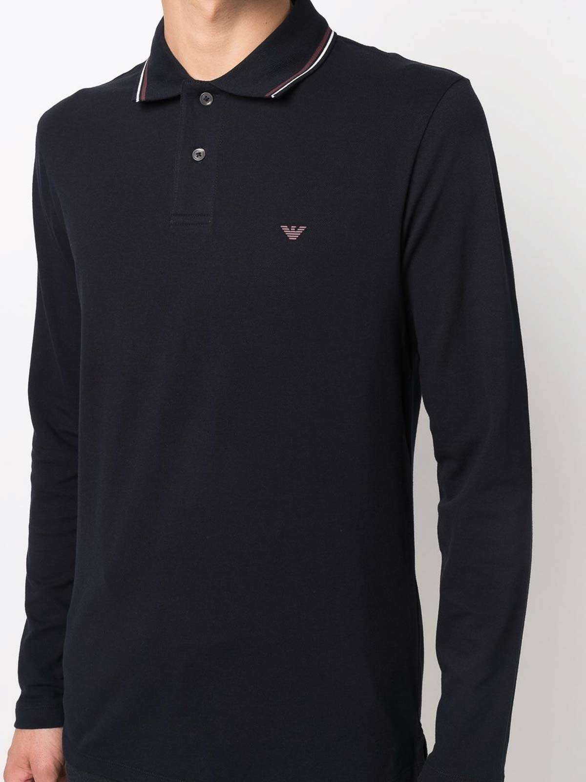 Shop Emporio Armani Logo Cotton Polo Shirt In Azul