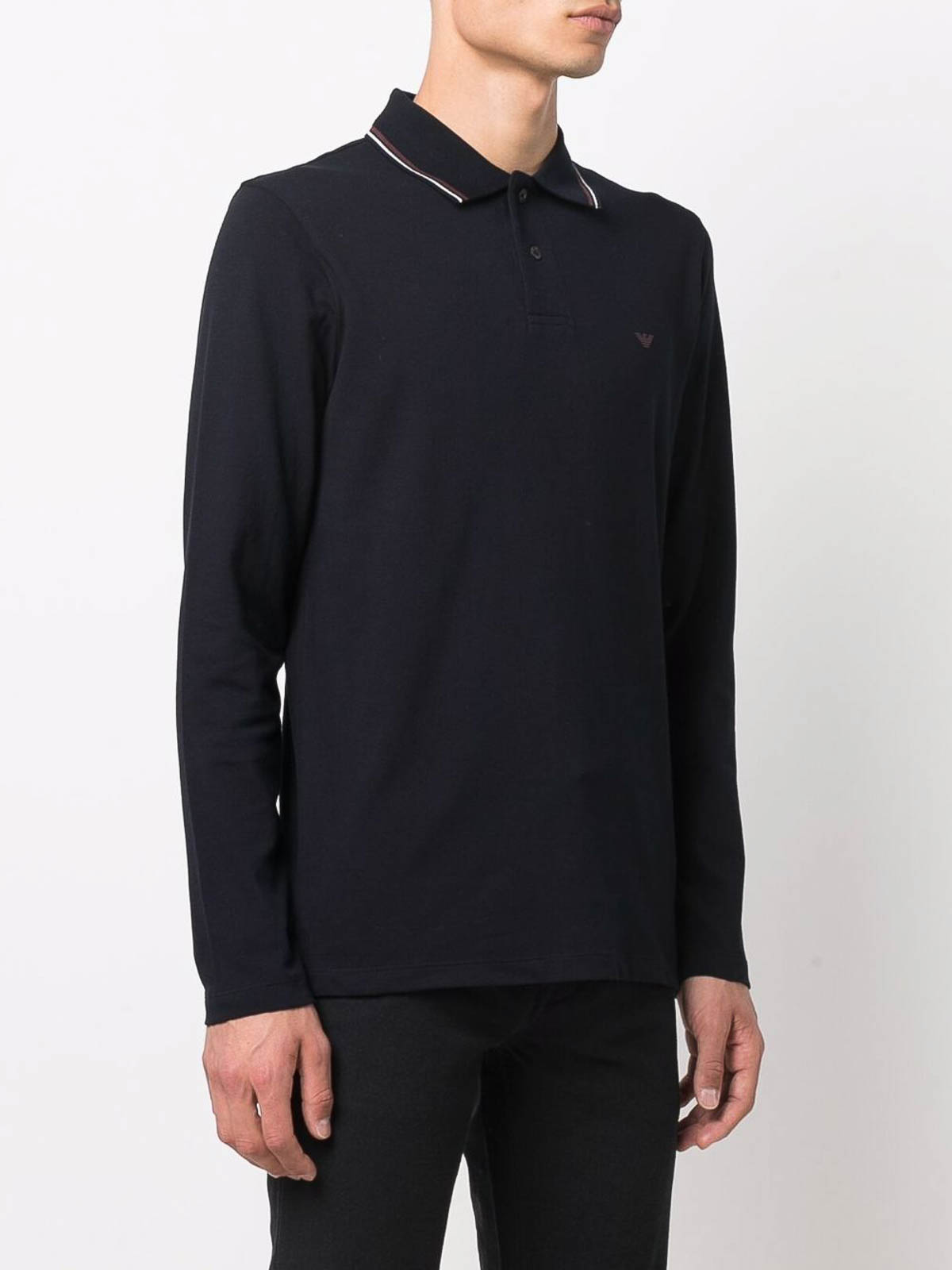 Shop Emporio Armani Logo Cotton Polo Shirt In Azul