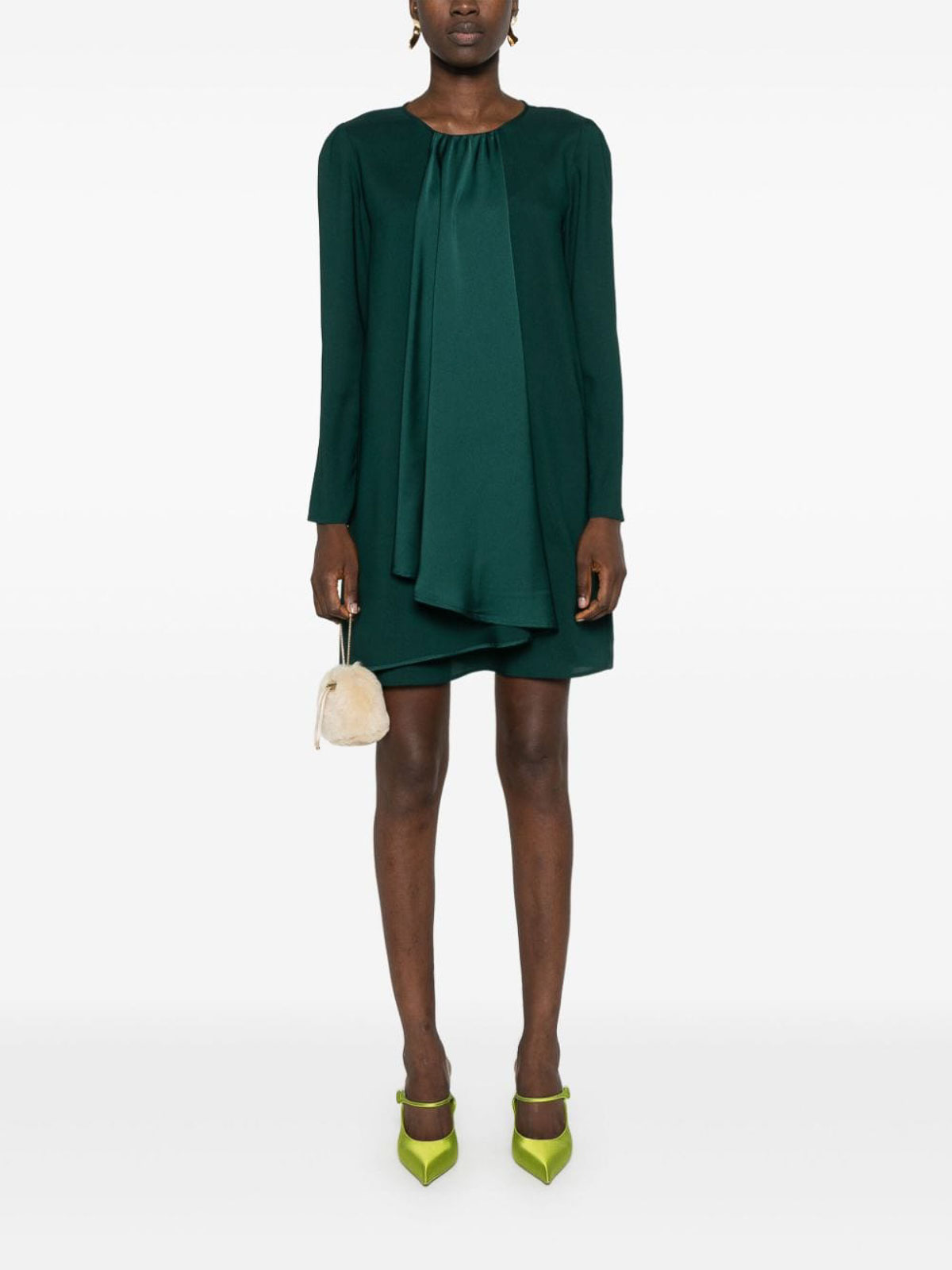 Shop Emporio Armani Draped Short Dress In Verde