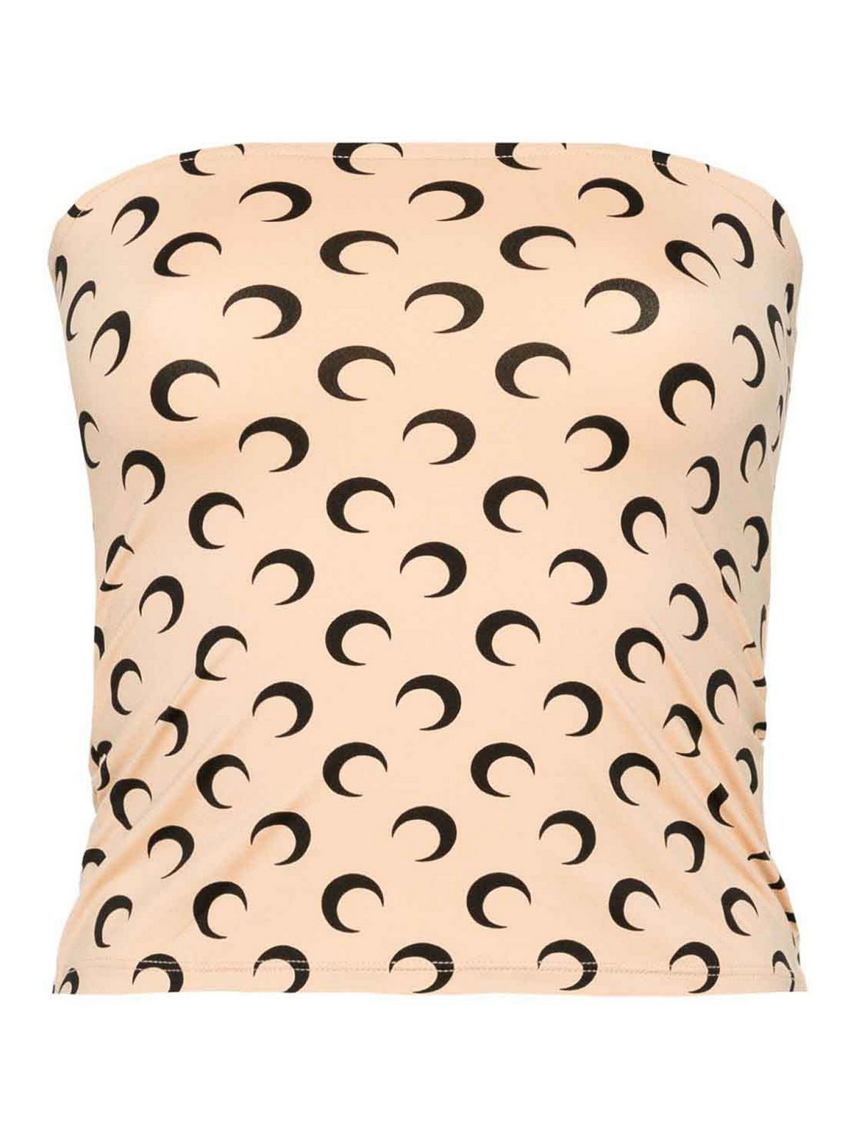 Marine Serre Tan Moon Printed Jersey Second Skin Tube Top In Multi
