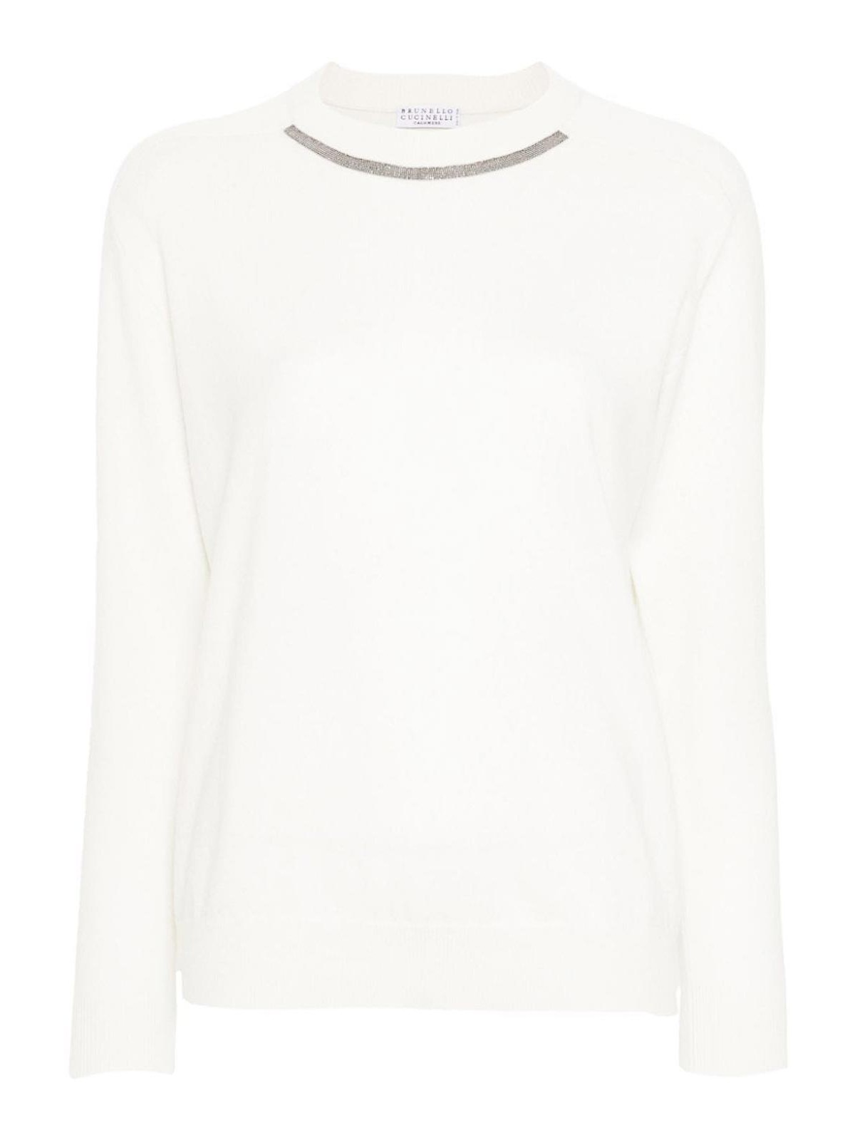 Shop Brunello Cucinelli Cashmere Crewneck Sweater In Blanco