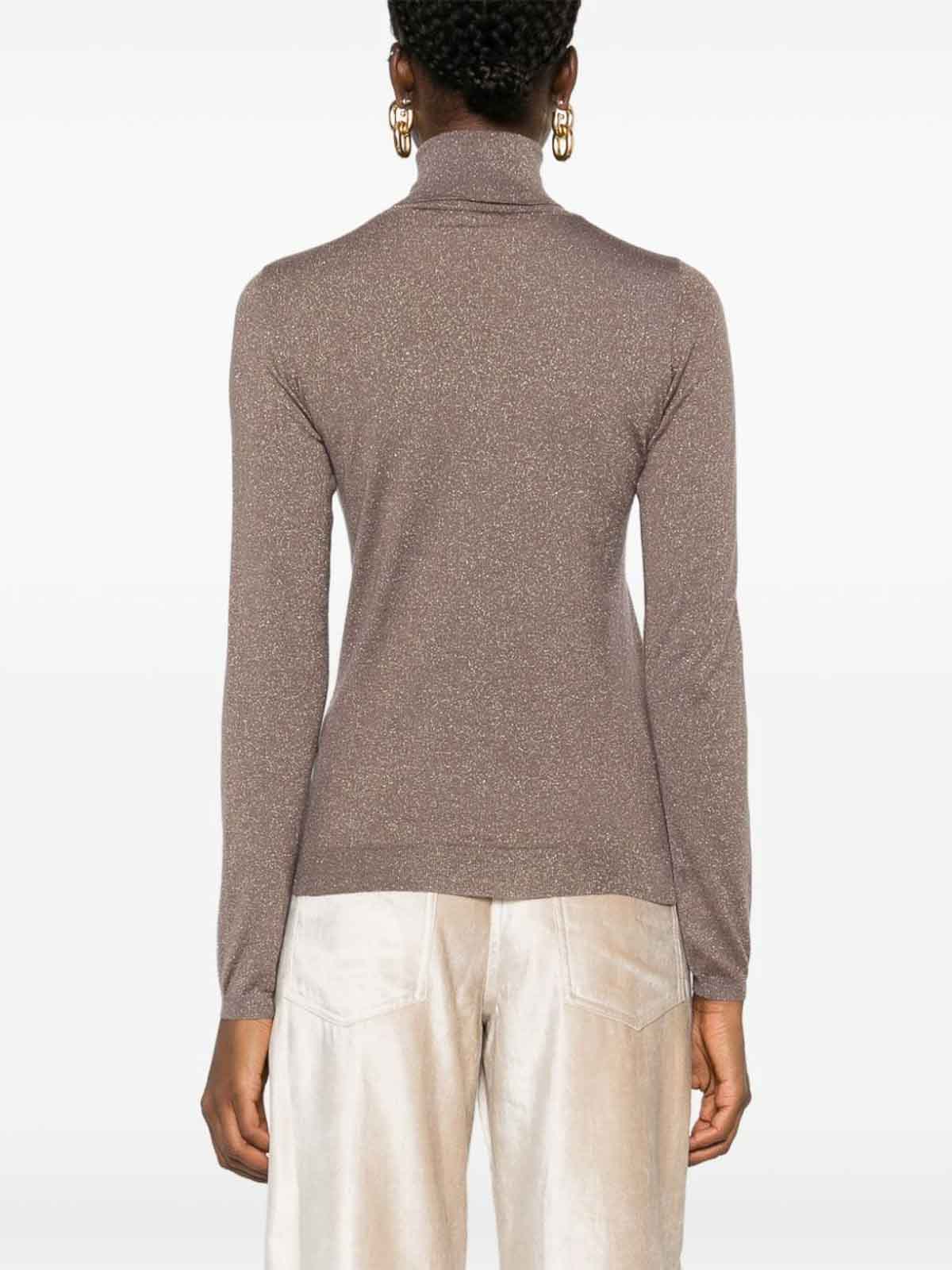 Shop Brunello Cucinelli Cashmere And Silk Blend Turtleneck Sweater In Beis