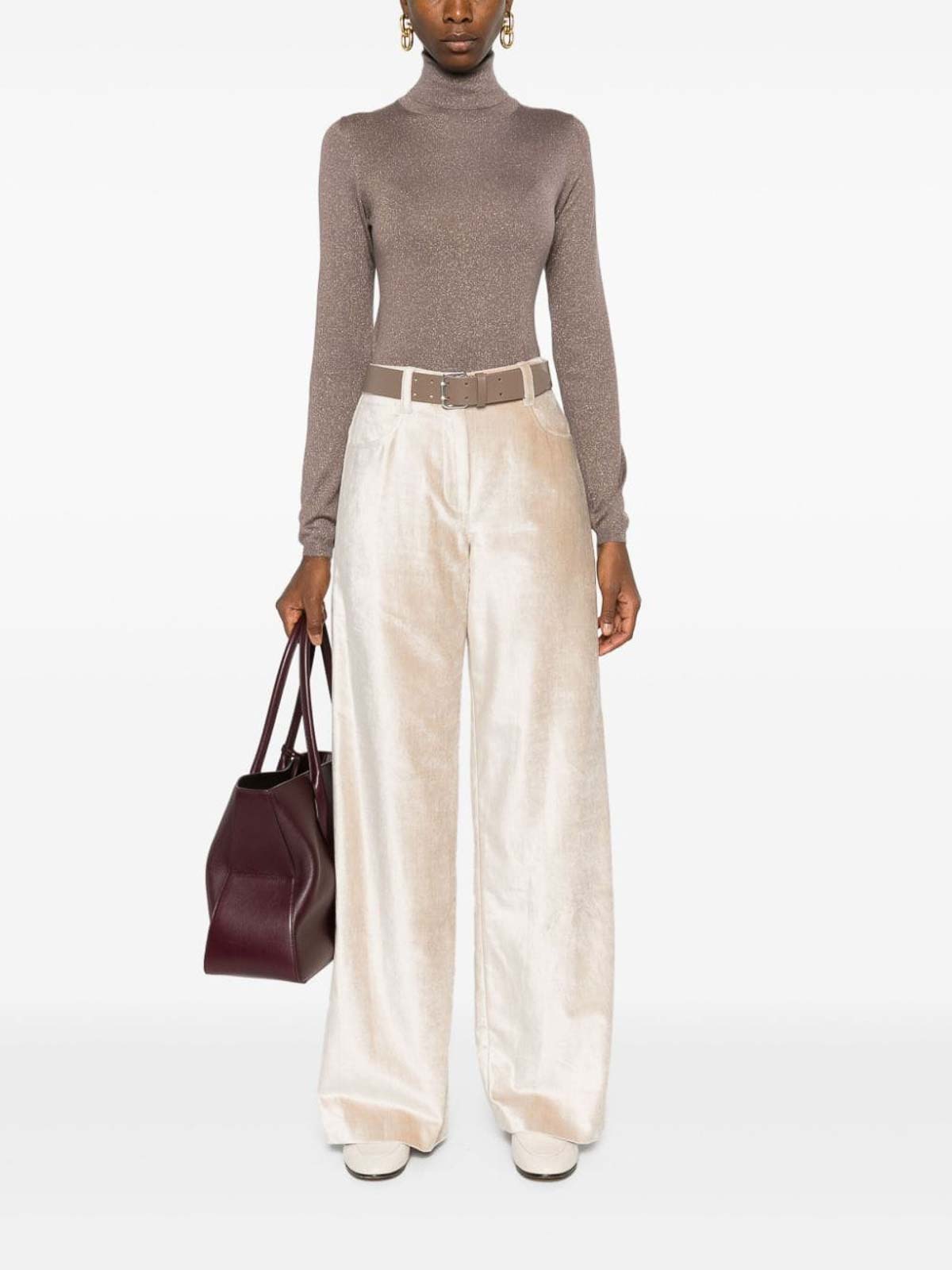 Shop Brunello Cucinelli Cashmere And Silk Blend Turtleneck Sweater In Beis