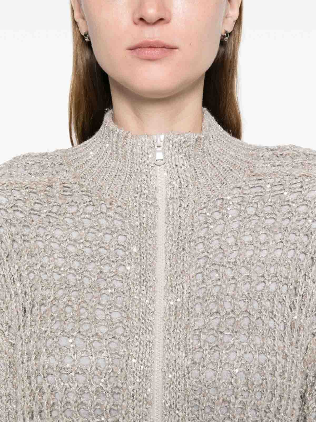 Shop Brunello Cucinelli Silk And Linen Blend Cardigan In Beige