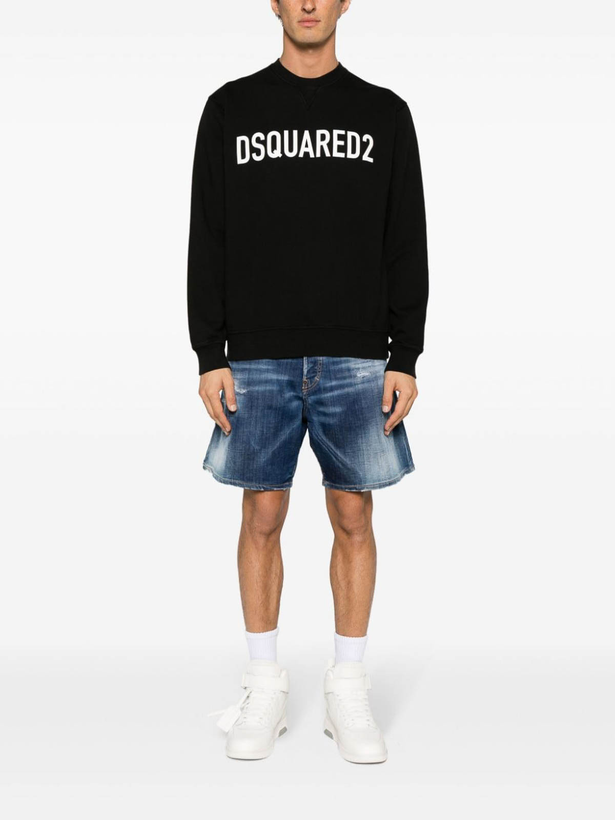 Shop Dsquared2 Logo Cotton Sweatshirt In Negro