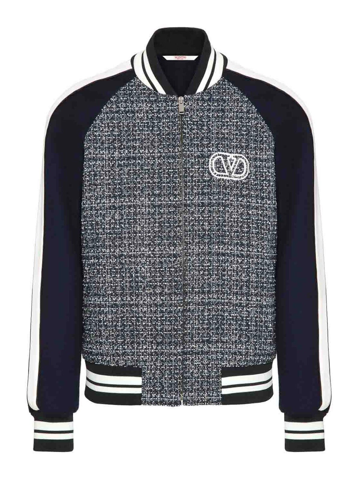 Shop Valentino Vlogo Signature Wool Bomber Jacket In Azul