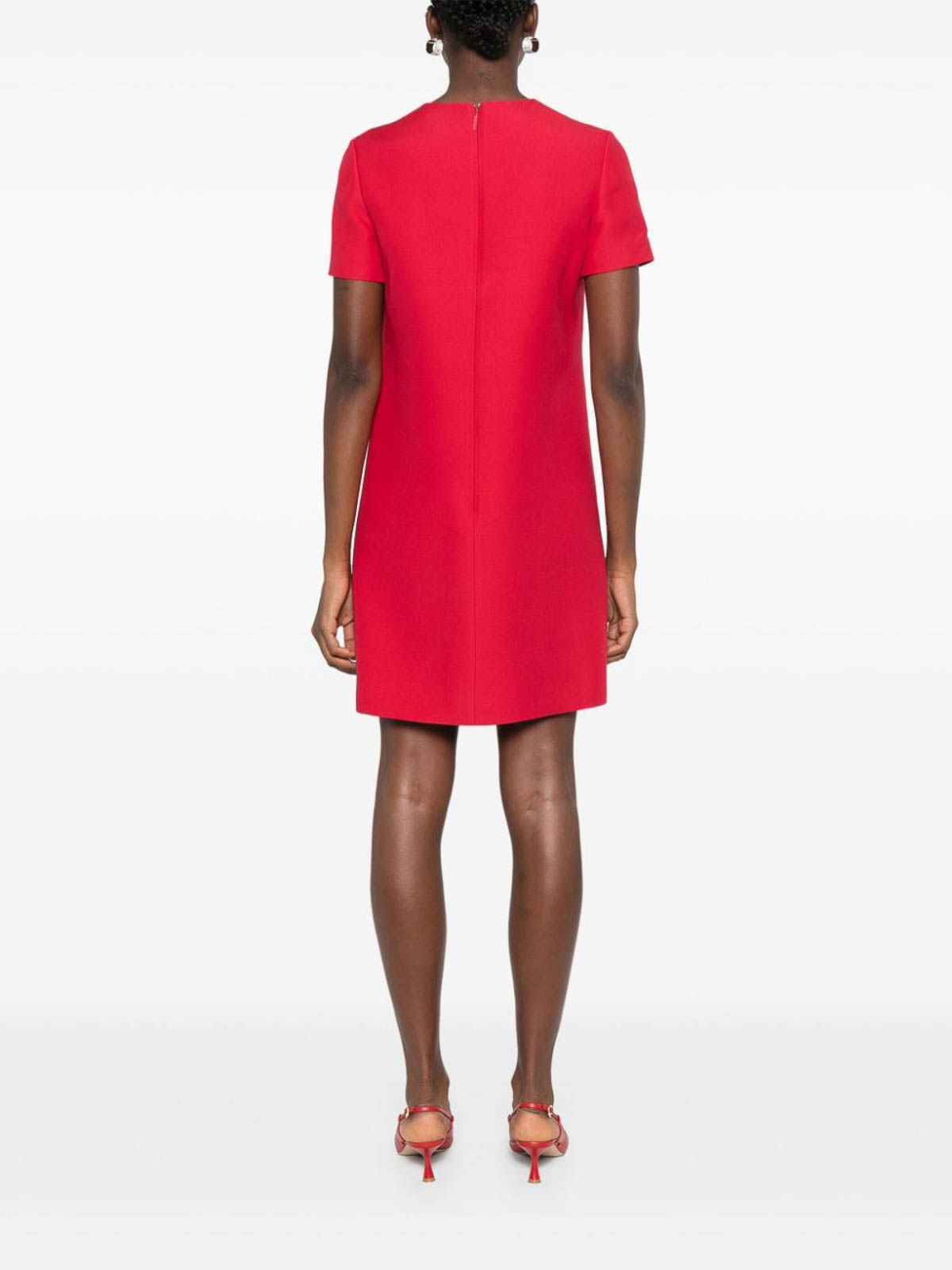 Shop Valentino Wool And Silk Blend Mini Dress In Rojo