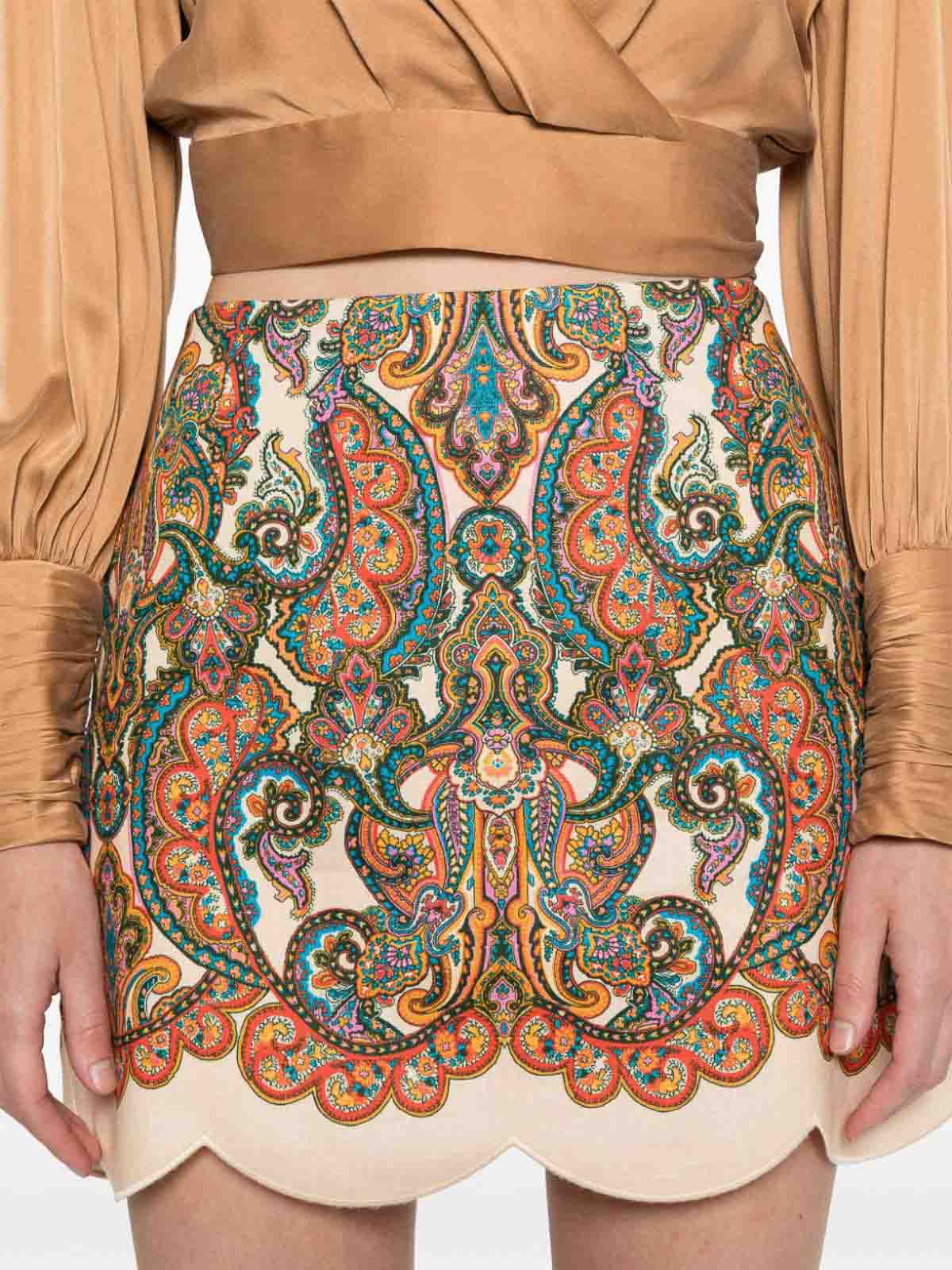 Shop Zimmermann Paisley Print Linen Mini Skirt In Multicolor