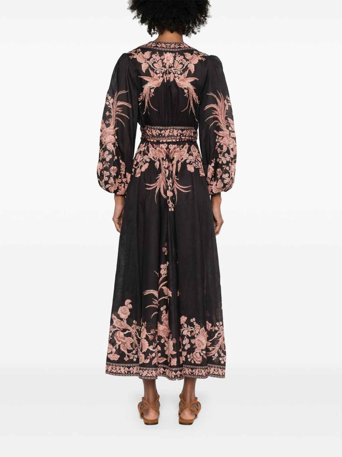 Shop Zimmermann Floral Print Wrap Midi Dress In Negro