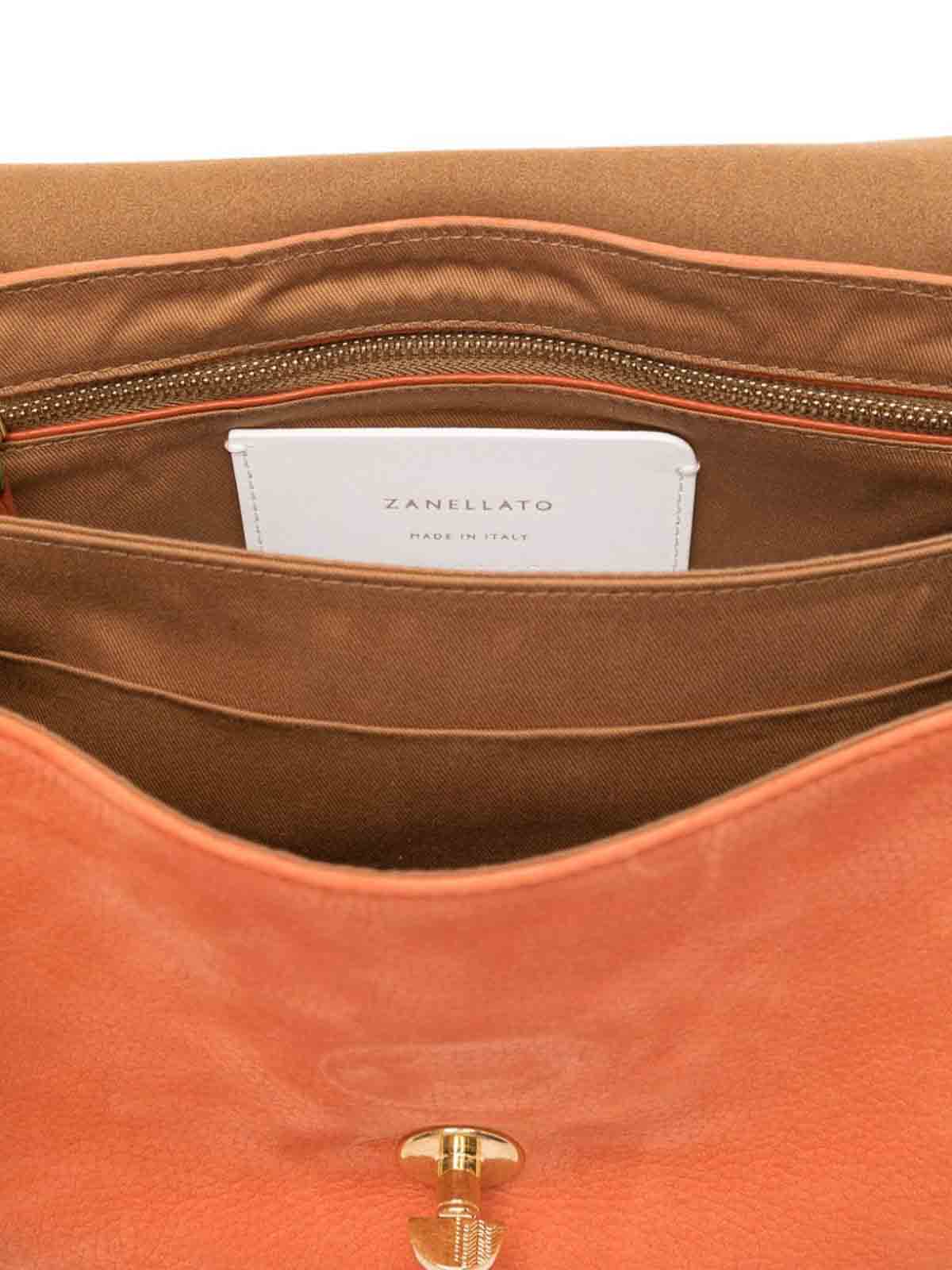 Shop Zanellato Postina Jones Leather Bag S In Naranja