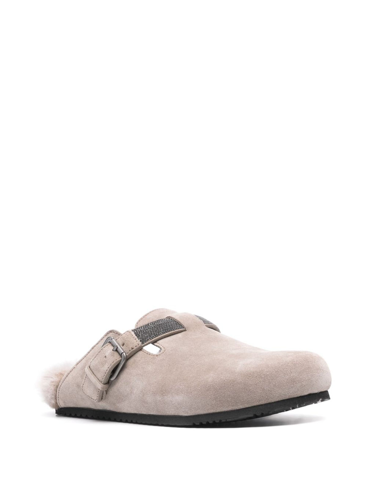 Shop Brunello Cucinelli Leather Mules In Gris