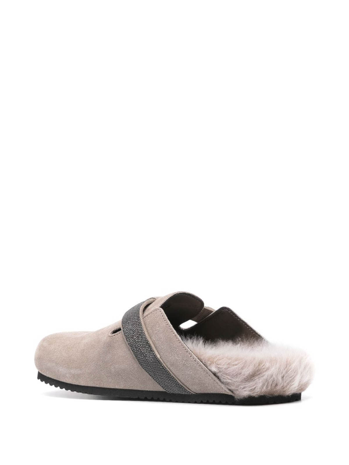 Shop Brunello Cucinelli Leather Mules In Gris