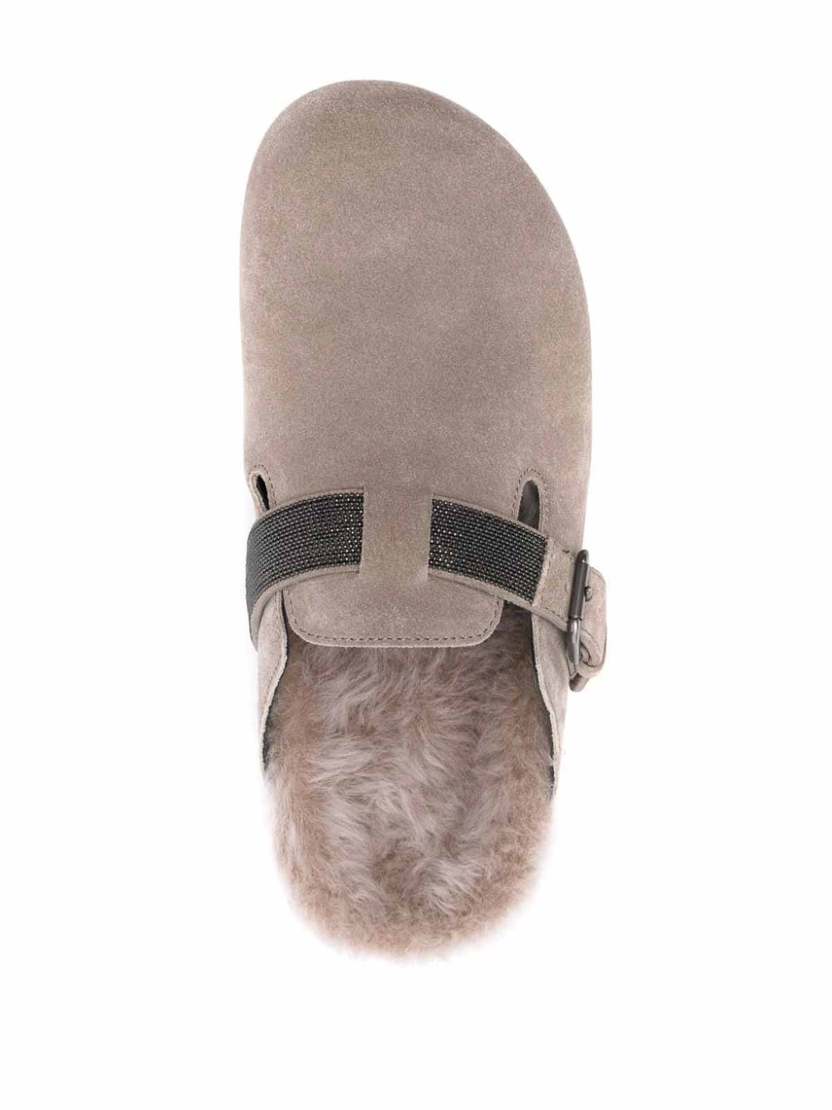 Shop Brunello Cucinelli Leather Mules In Gris