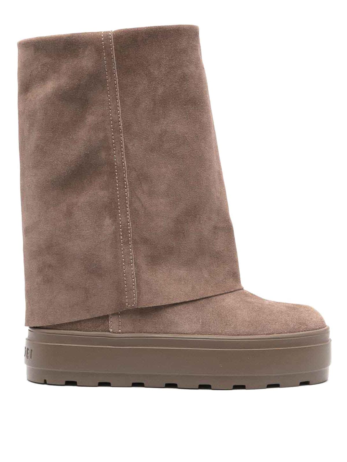 Shop Casadei Suede Double-face Boots In Beis