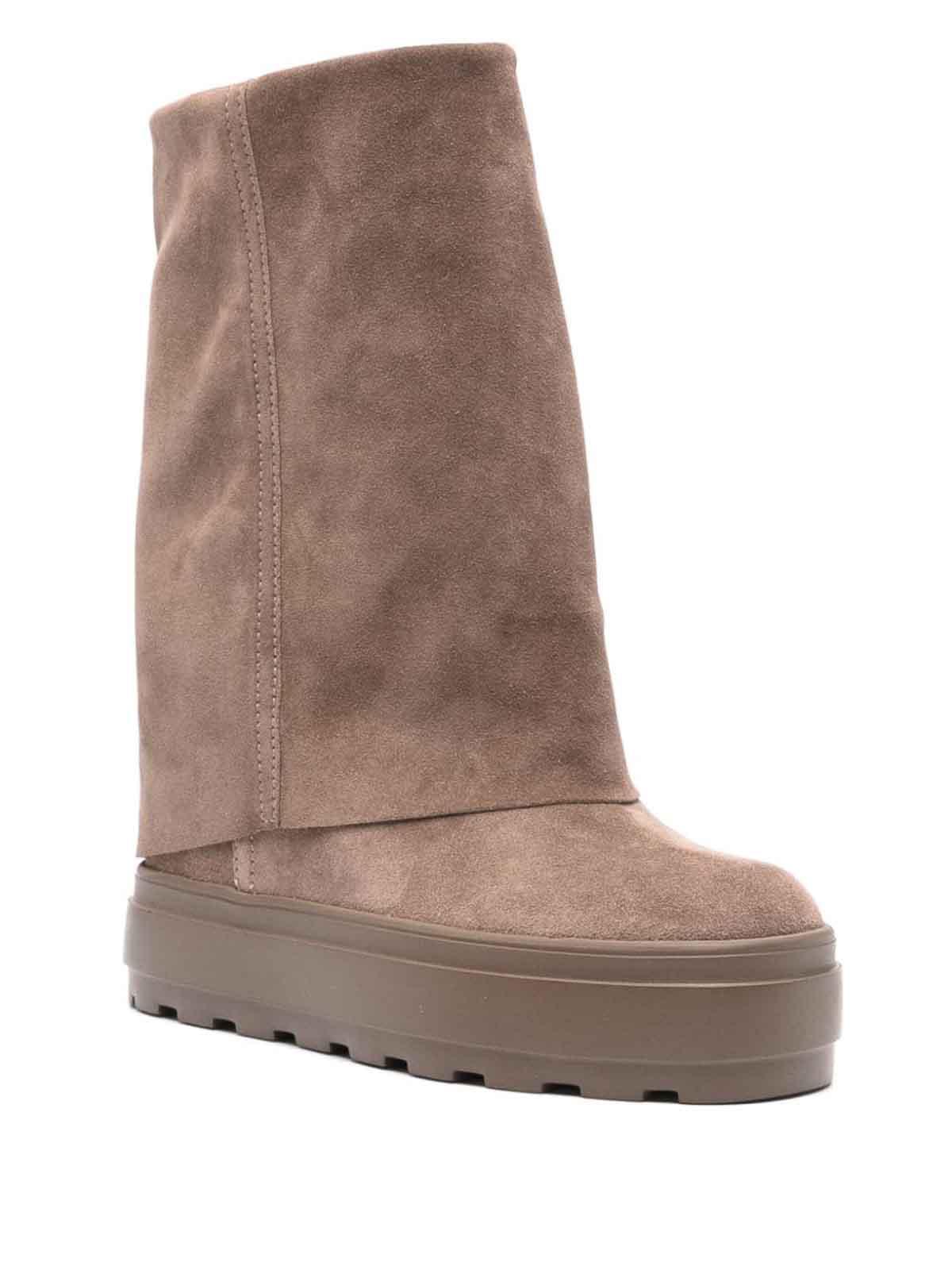 Shop Casadei Suede Double-face Boots In Beis