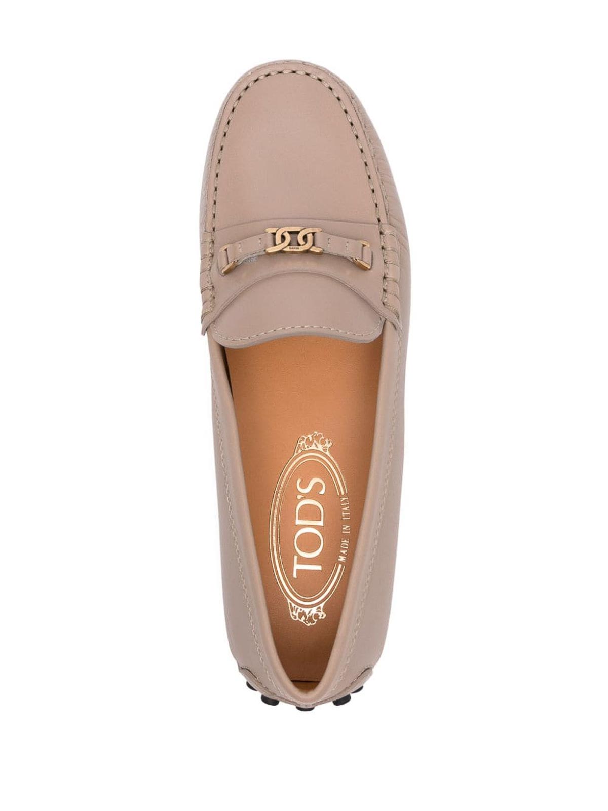 Shop Tod's Gommino Leather Loafers In Beis