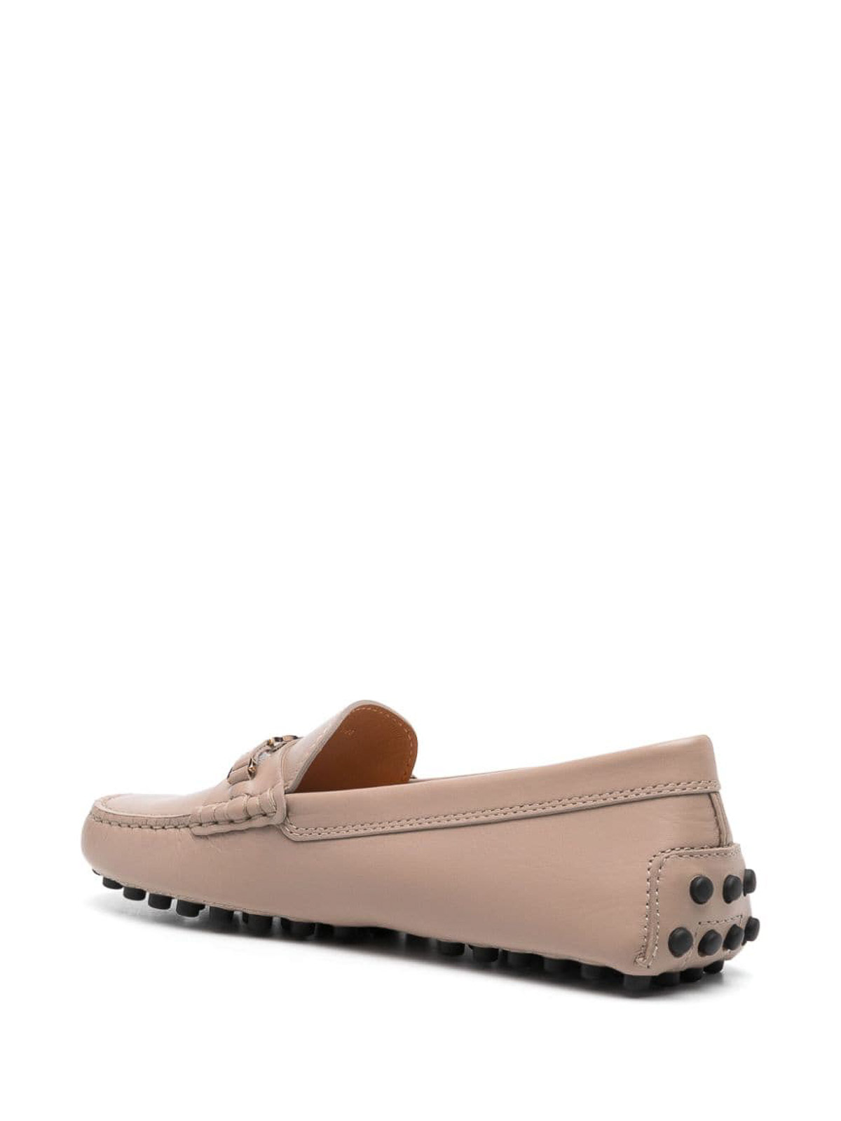 Shop Tod's Gommino Leather Loafers In Beis