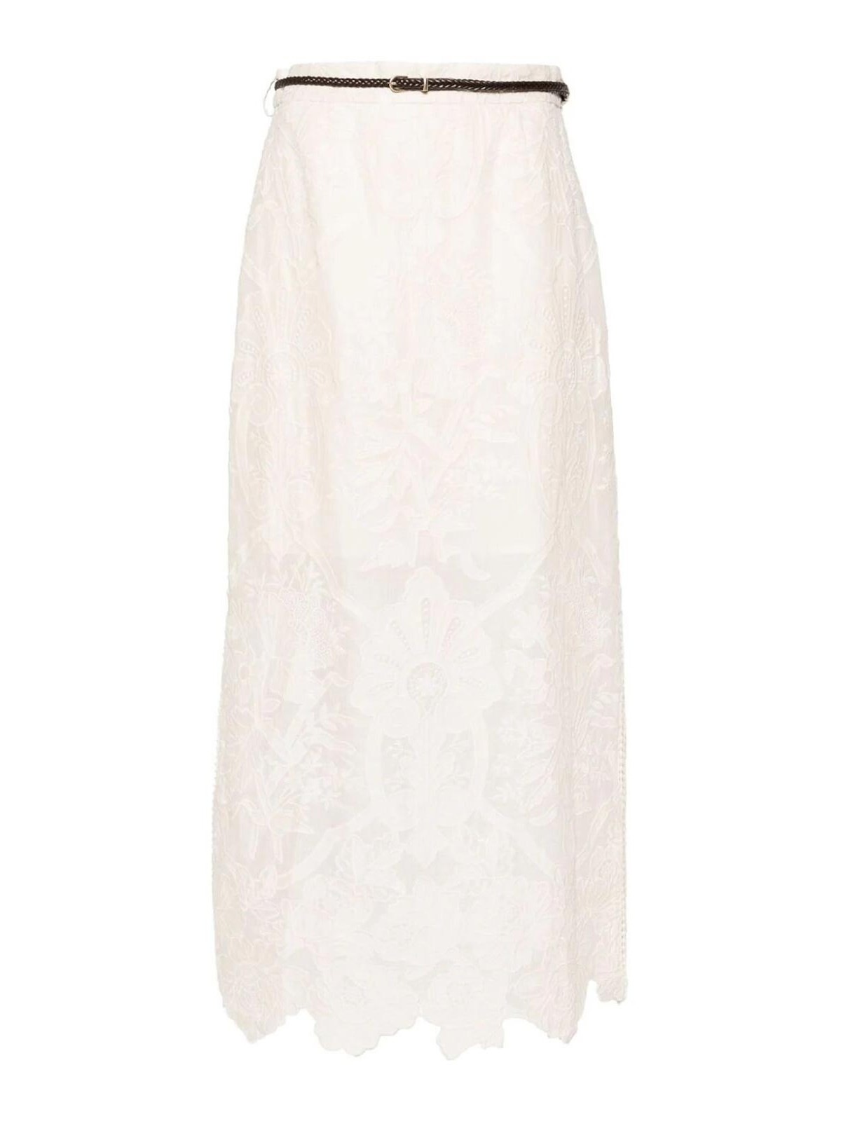 Shop Zimmermann Long Skirt In Cream