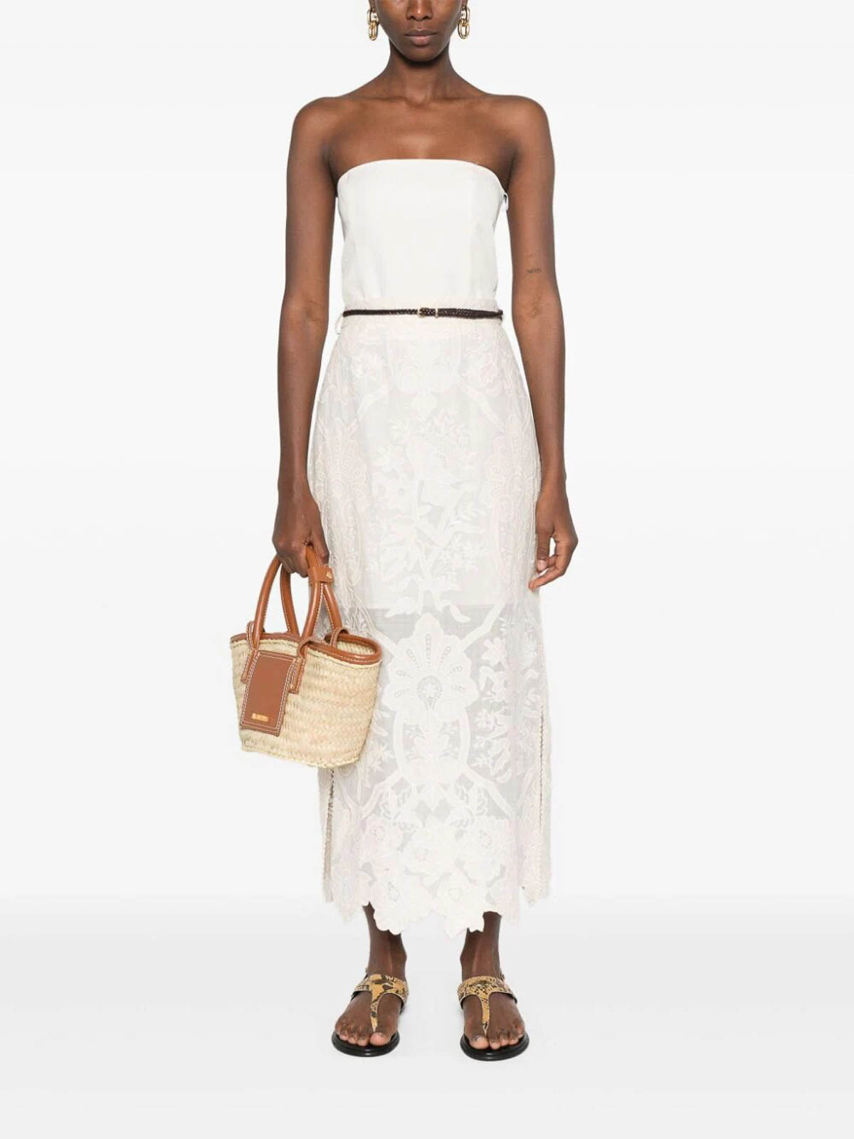 Shop Zimmermann Long Skirt In Cream