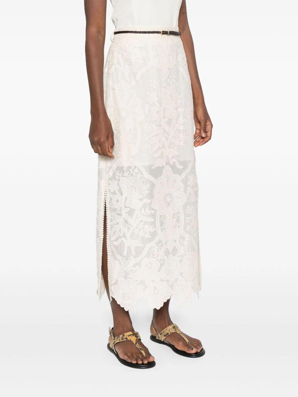 Shop Zimmermann Long Skirt In Cream