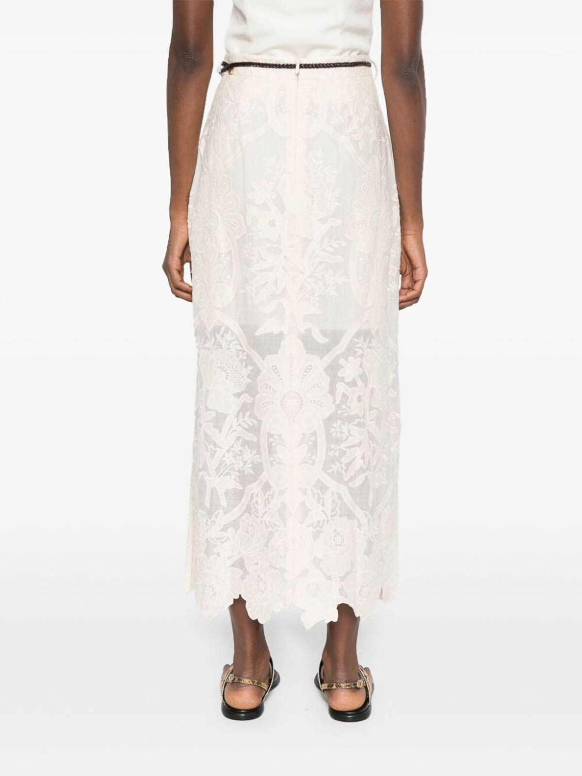 Shop Zimmermann Long Skirt In Cream