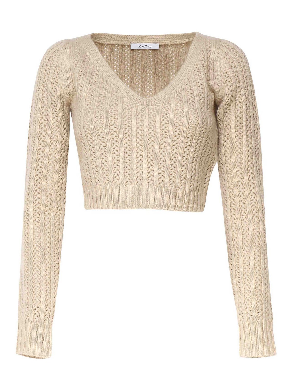 Shop Max Mara Ifrem Crop Knit In Beis