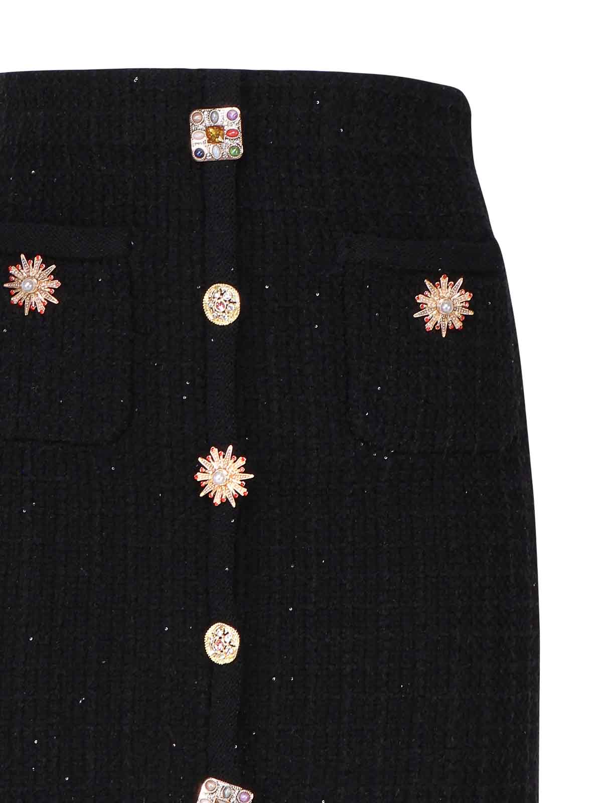 Shop Self-portrait Mini Skirt With Decorative Buttons In Negro