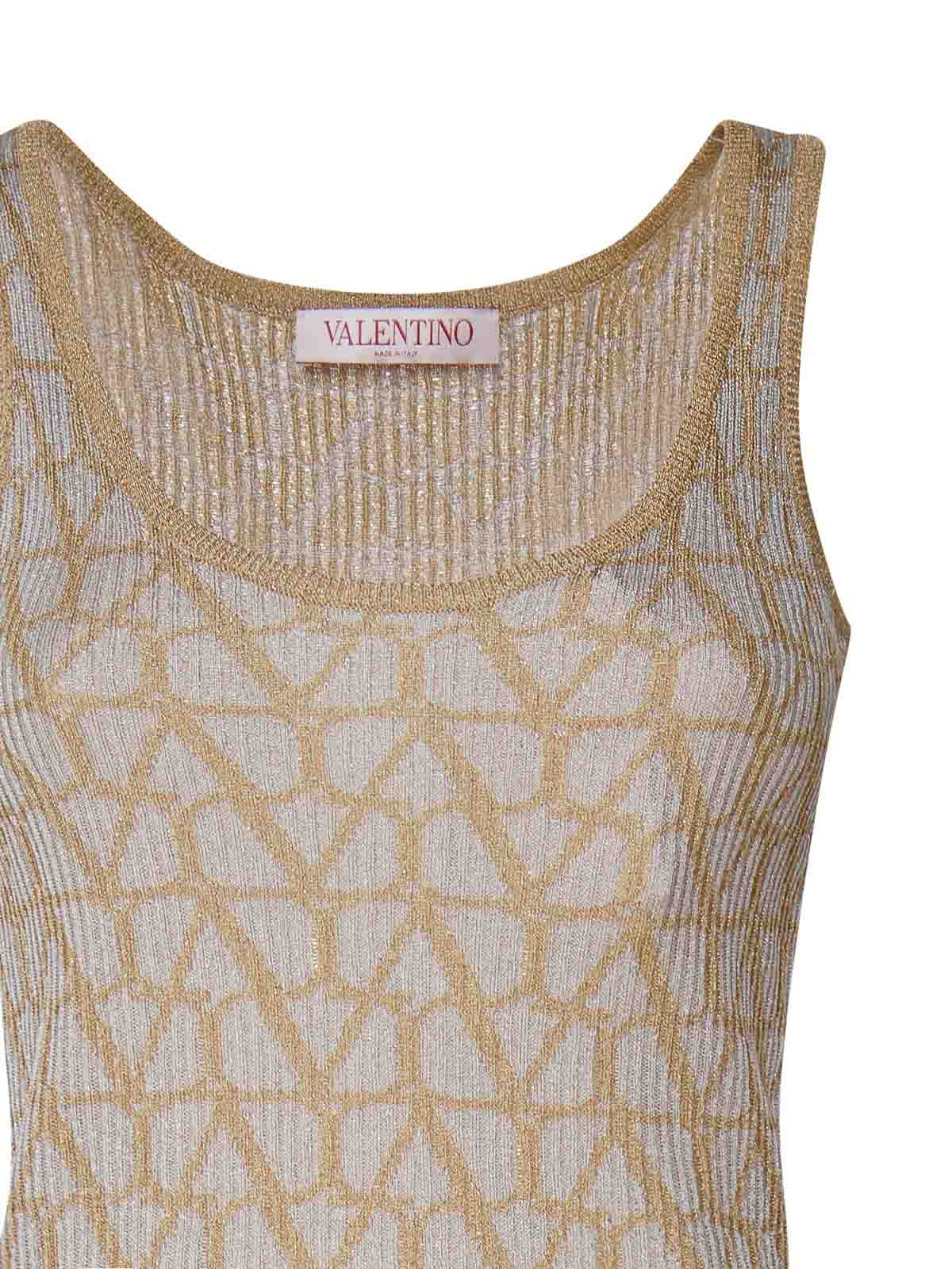 Shop Valentino Top Toile Iconograph In Dorado