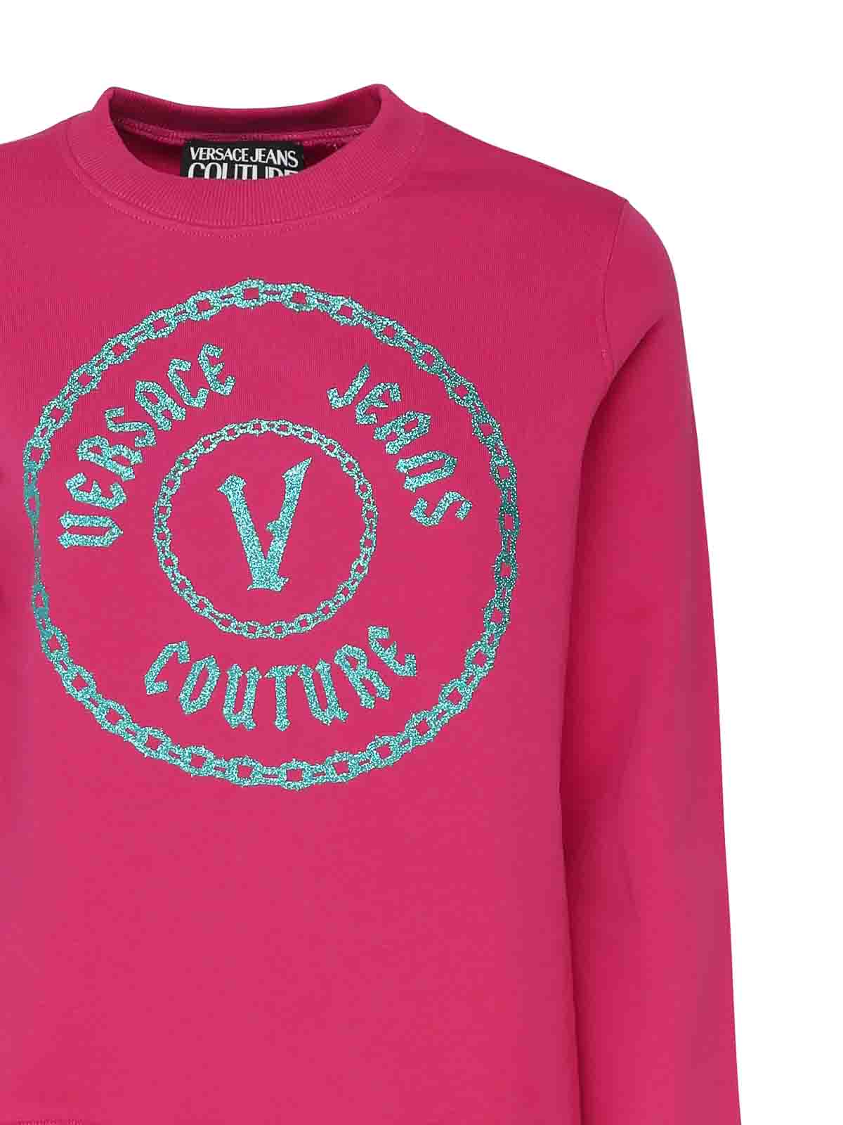 Shop Versace Jeans Cotton Sweatshirt In Rosado