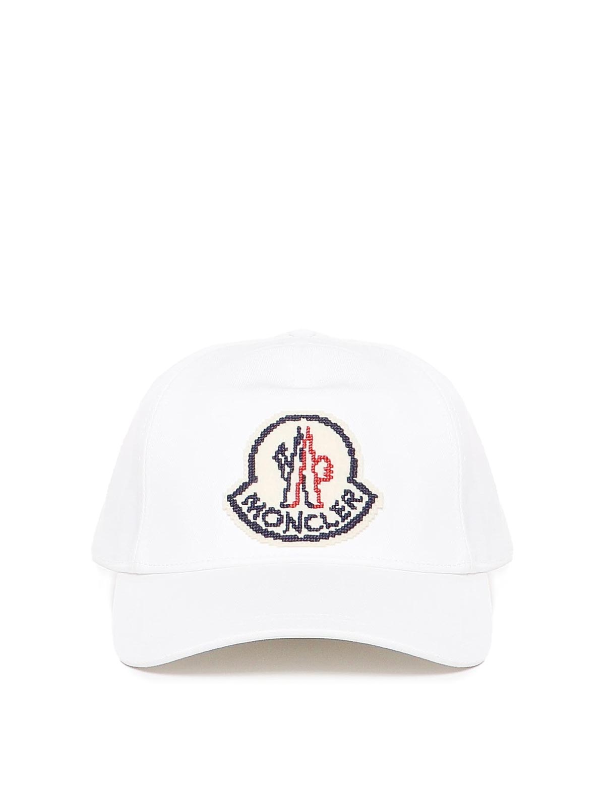 Shop Moncler Cotton Hat With Logo Patch In Blanco