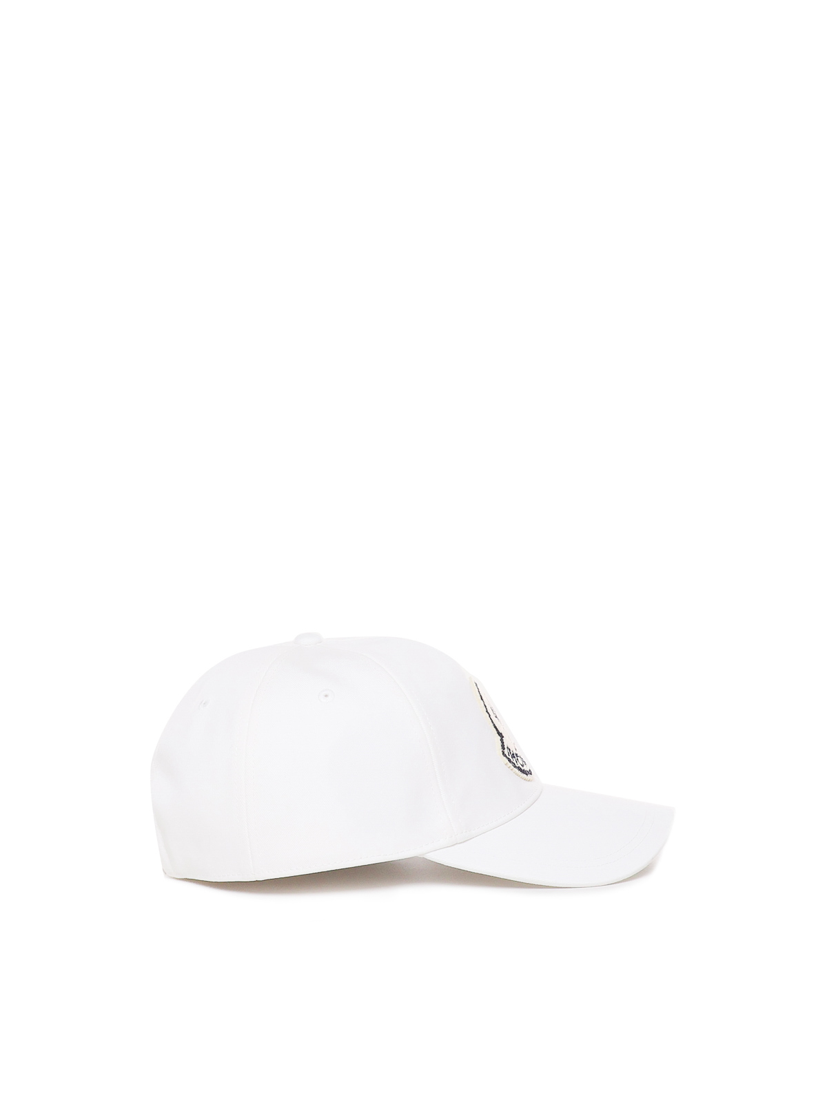 Shop Moncler Cotton Hat With Logo Patch In Blanco