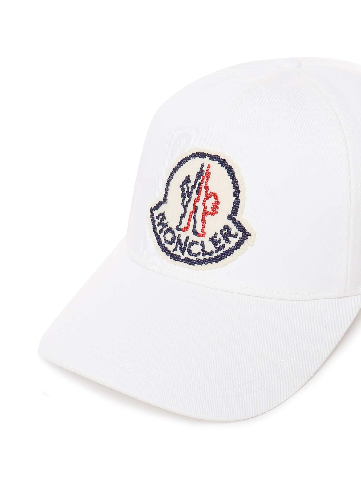 Shop Moncler Cotton Hat With Logo Patch In Blanco