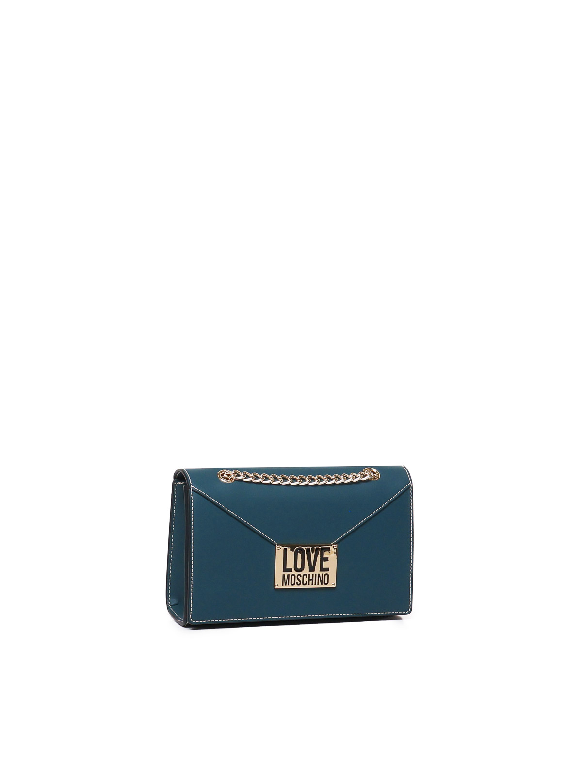 Shop Love Moschino Letter Pochette Shoulder Bag In Verde