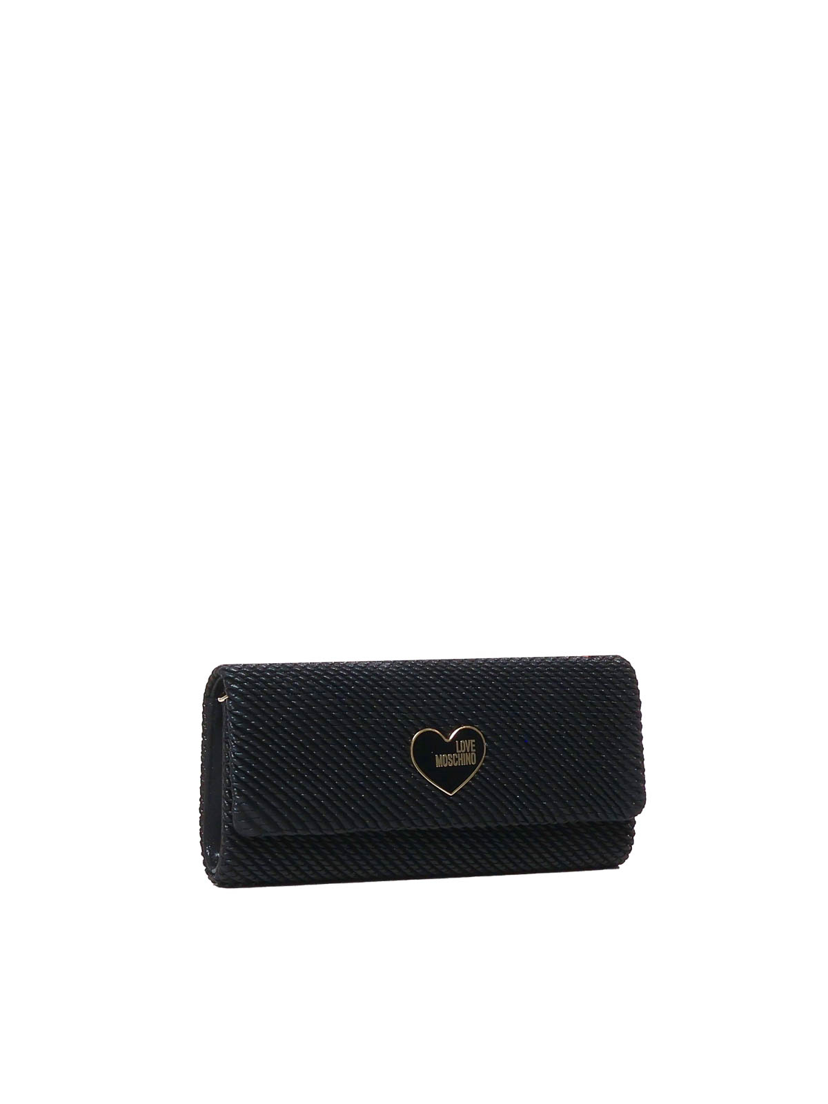 Shop Love Moschino Clutch Bag With Thin Shoulder Strap In Negro