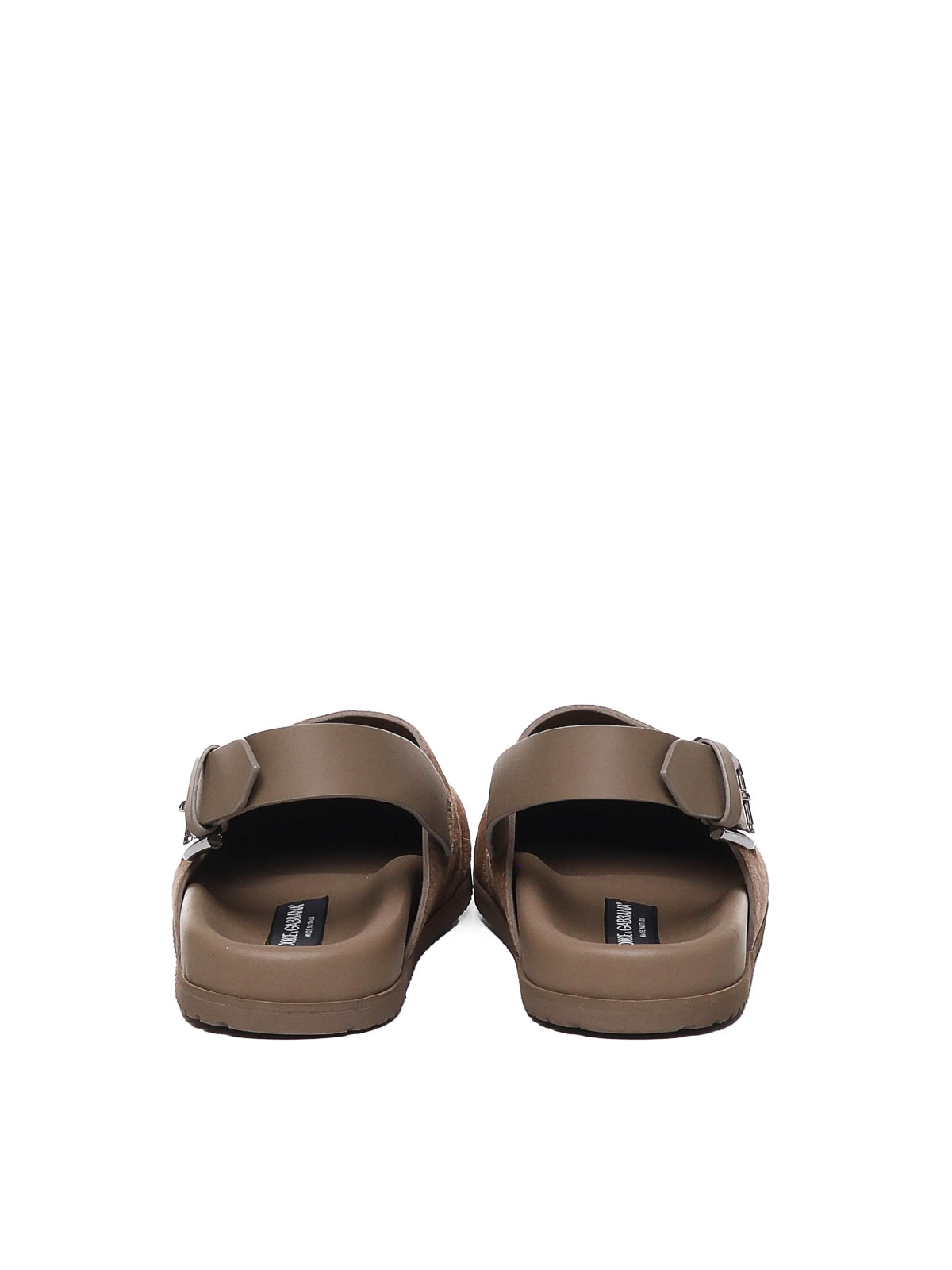 Shop Dolce & Gabbana Calfskin Mule Sandals In Beis