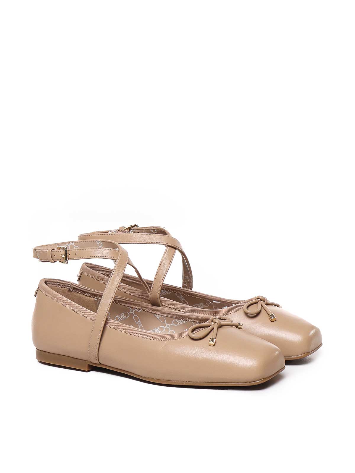 Shop Michael Michael Kors Collette Leather Ballerinas In Marrón