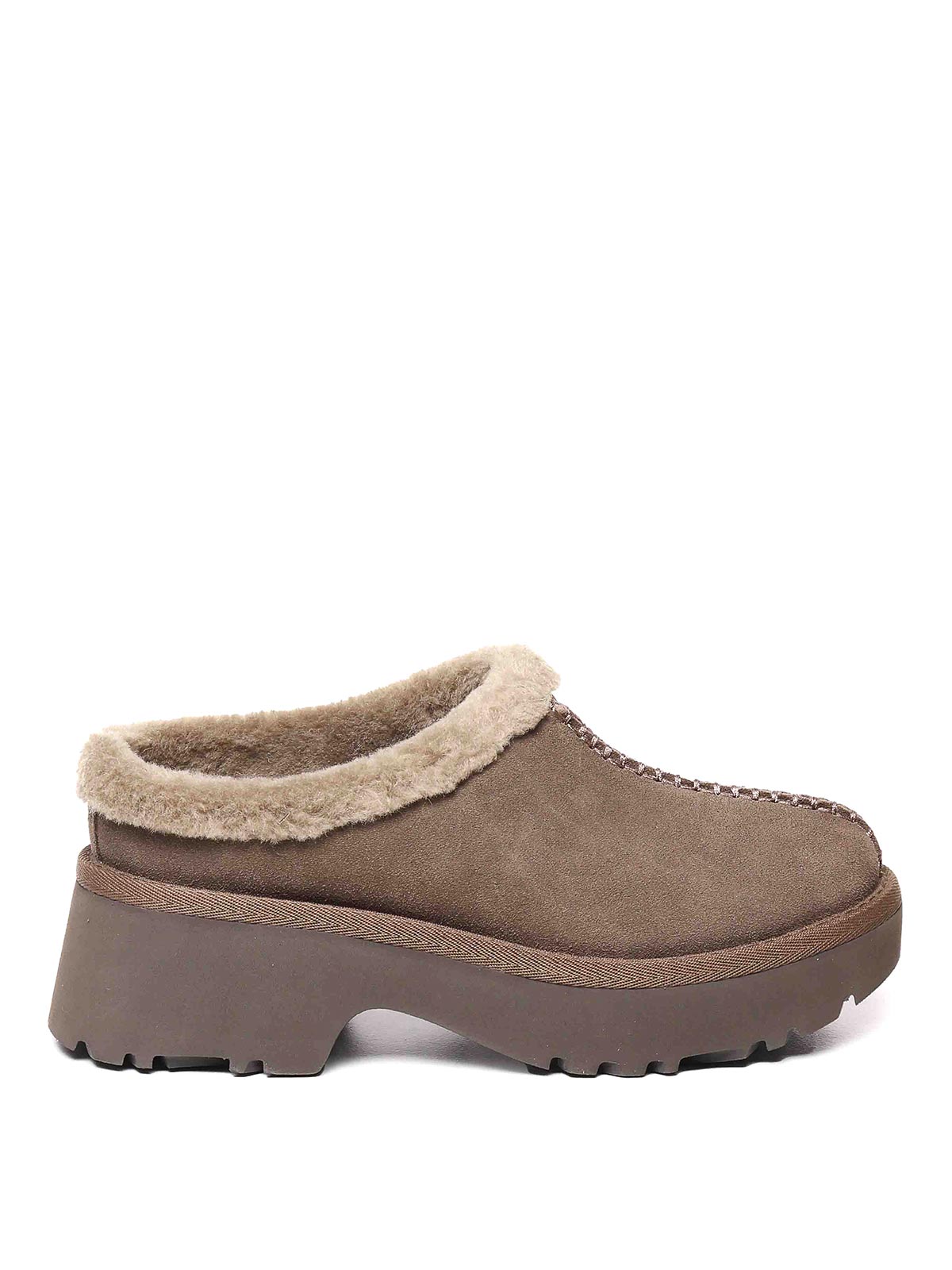 Shop Ugg Leather Cozy Clogs In Marrón Oscuro