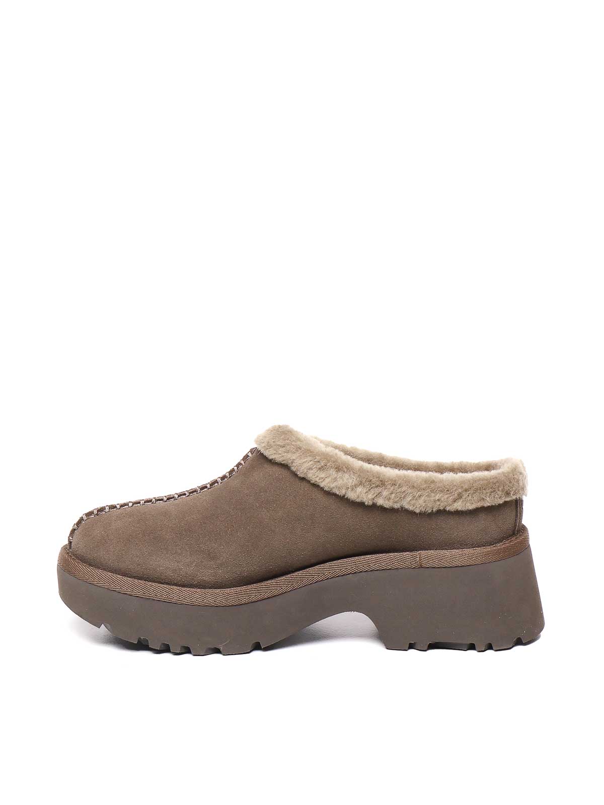 Shop Ugg Leather Cozy Clogs In Marrón Oscuro