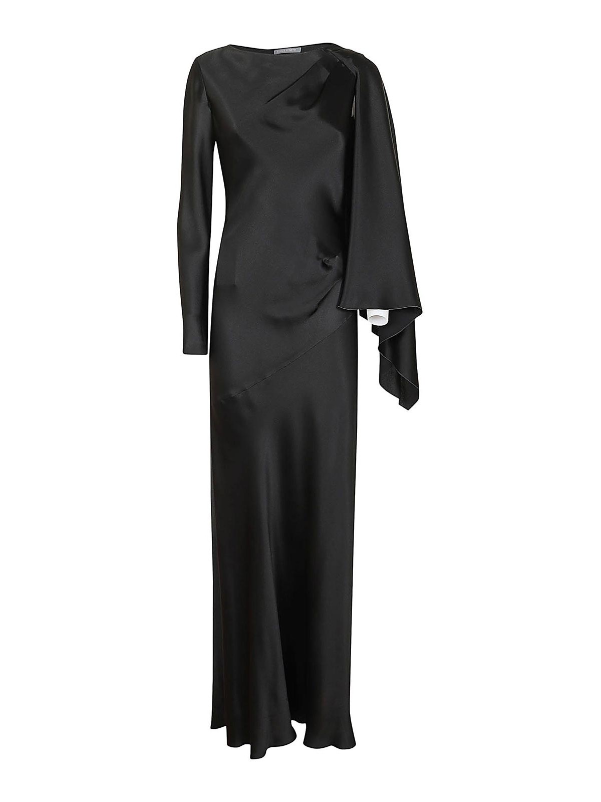 Alberta Ferretti Long Dress In Satin In Negro