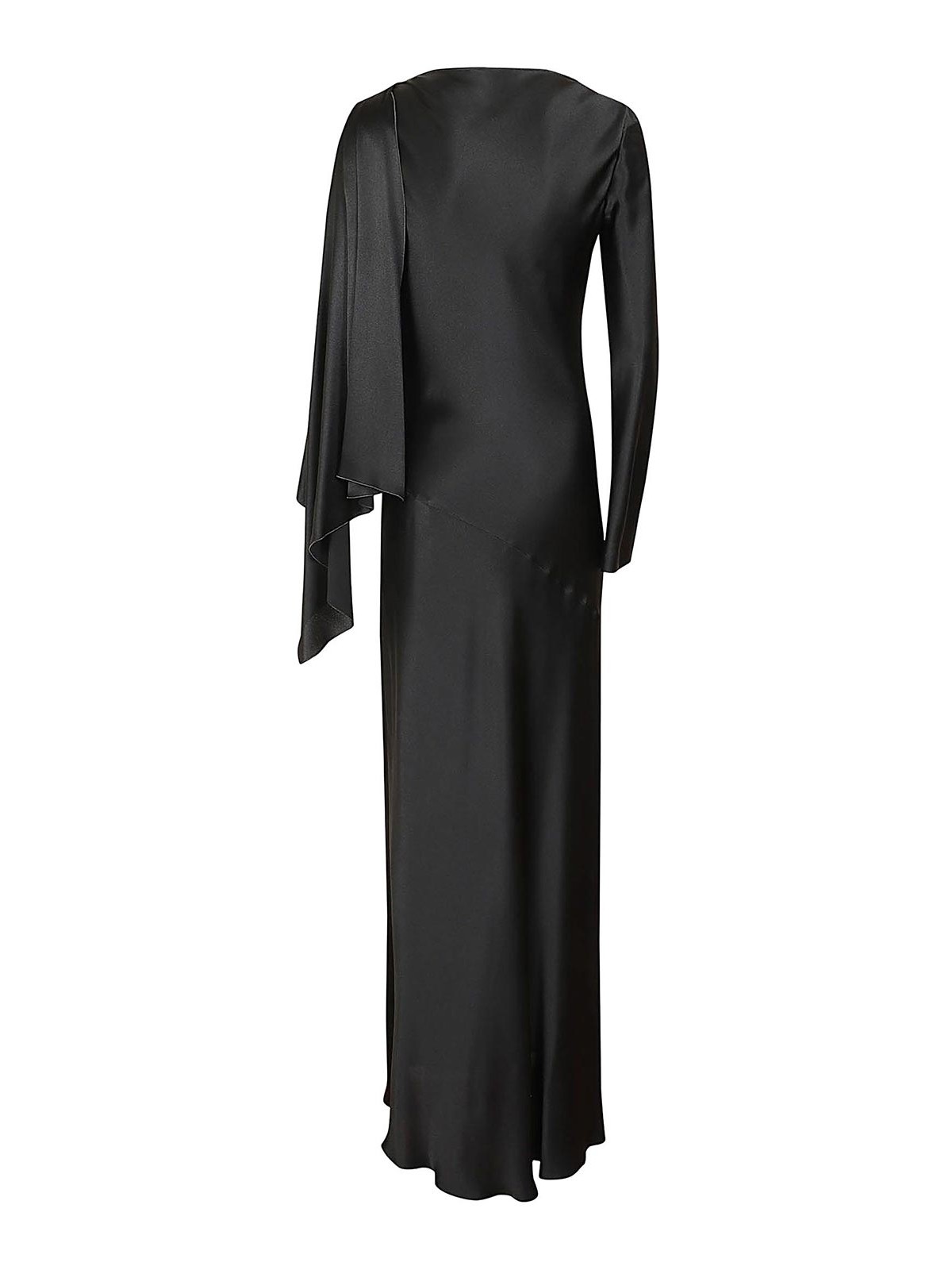 Shop Alberta Ferretti Long Dress In Satin In Negro