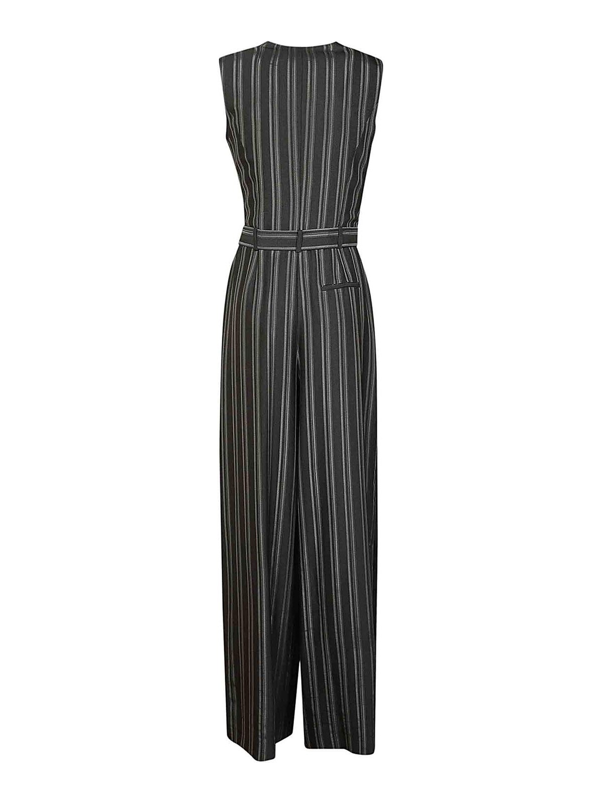 Shop Alberta Ferretti Vest-effect Striped Patterned Jumpsuit In Gris