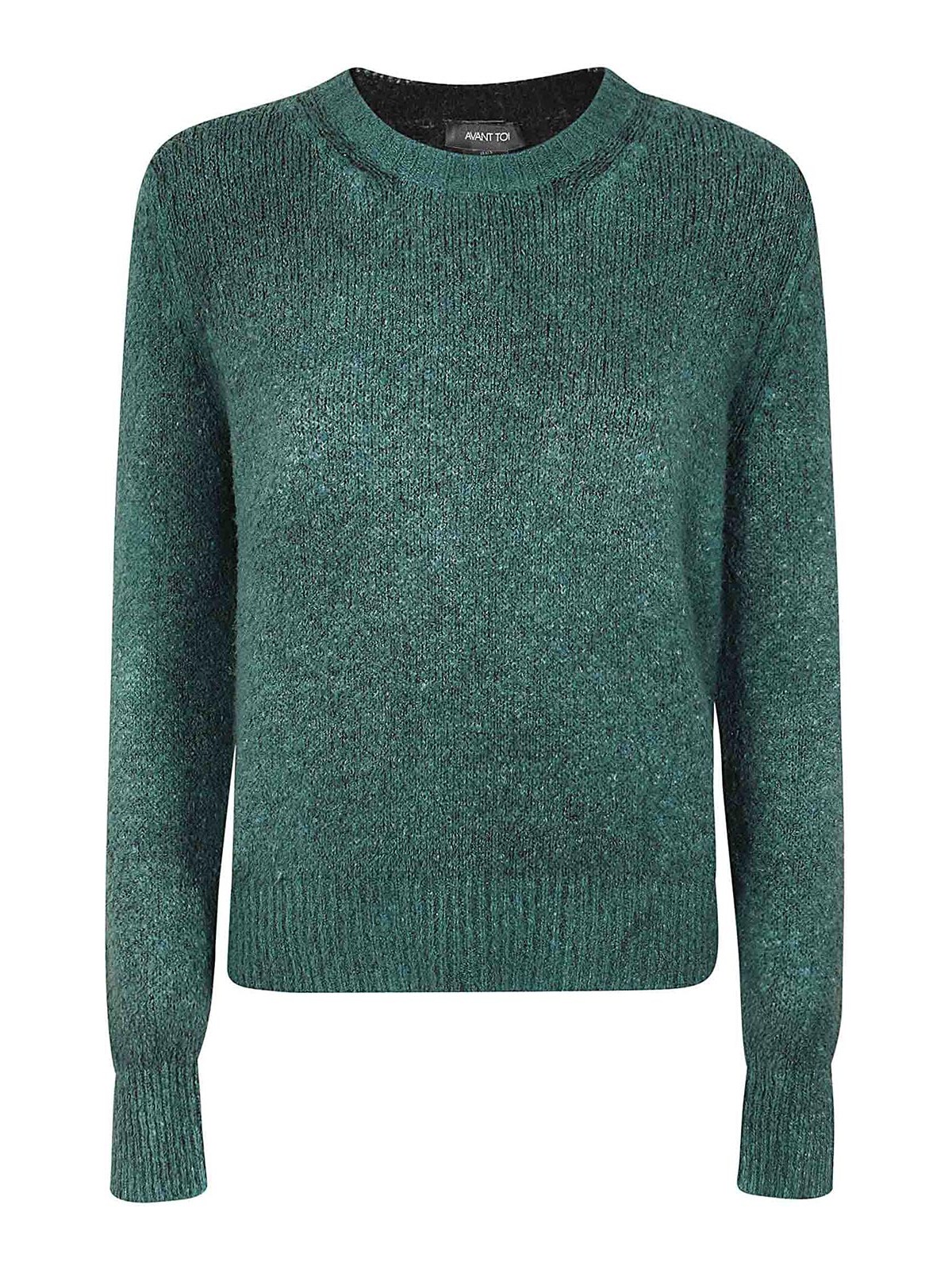 Avant Toi Crew-neck Sweater In Brushed Cotton In Verde Oscuro